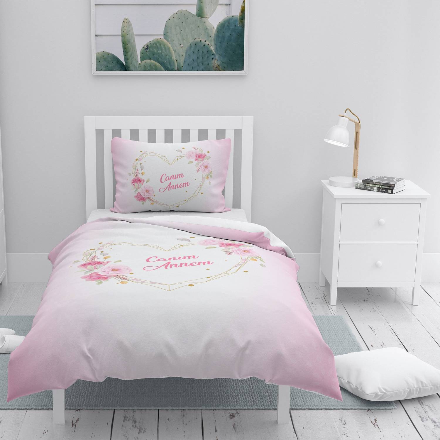 MonoHome Mother's Day 6 3D Cotton Satin Single Duvet Cover Set