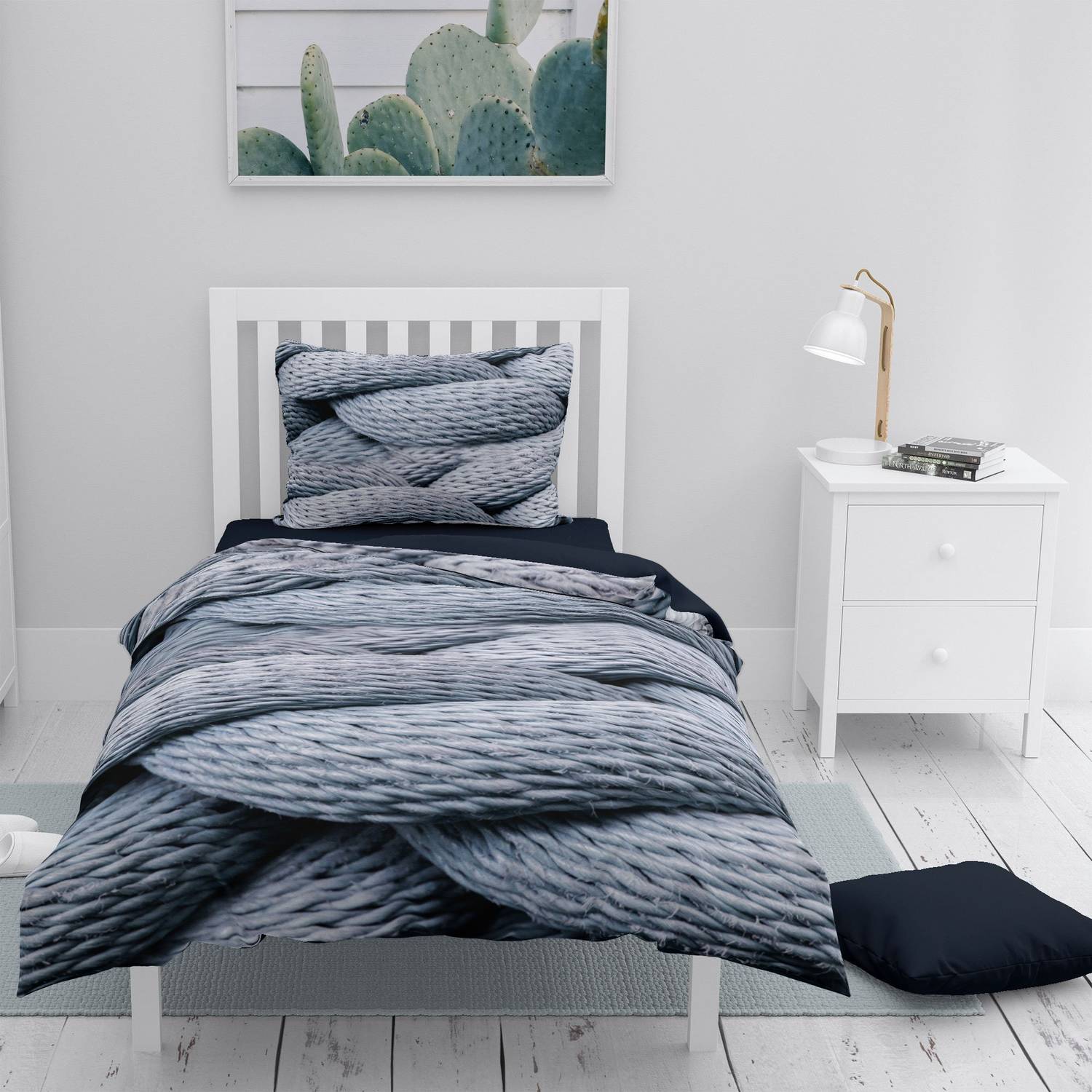 Комплект постельного белья MonoHome Rope Burgu 3D из сатина, одинарный, 160x220 см, с ярким цифровым принтом и качественным хлопком