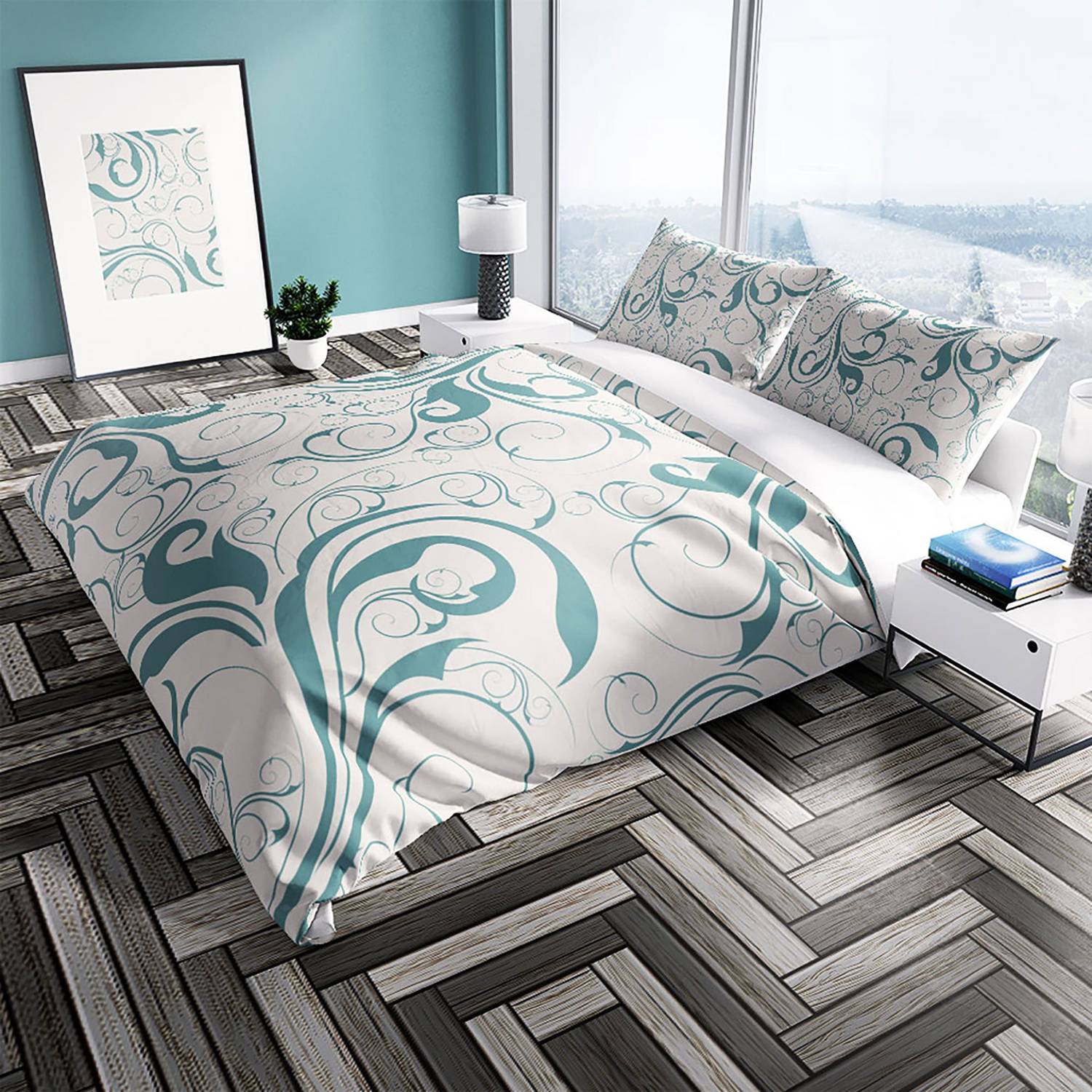 PerlaSera Twigs 3D Cotton Satin Double Duvet Cover Set