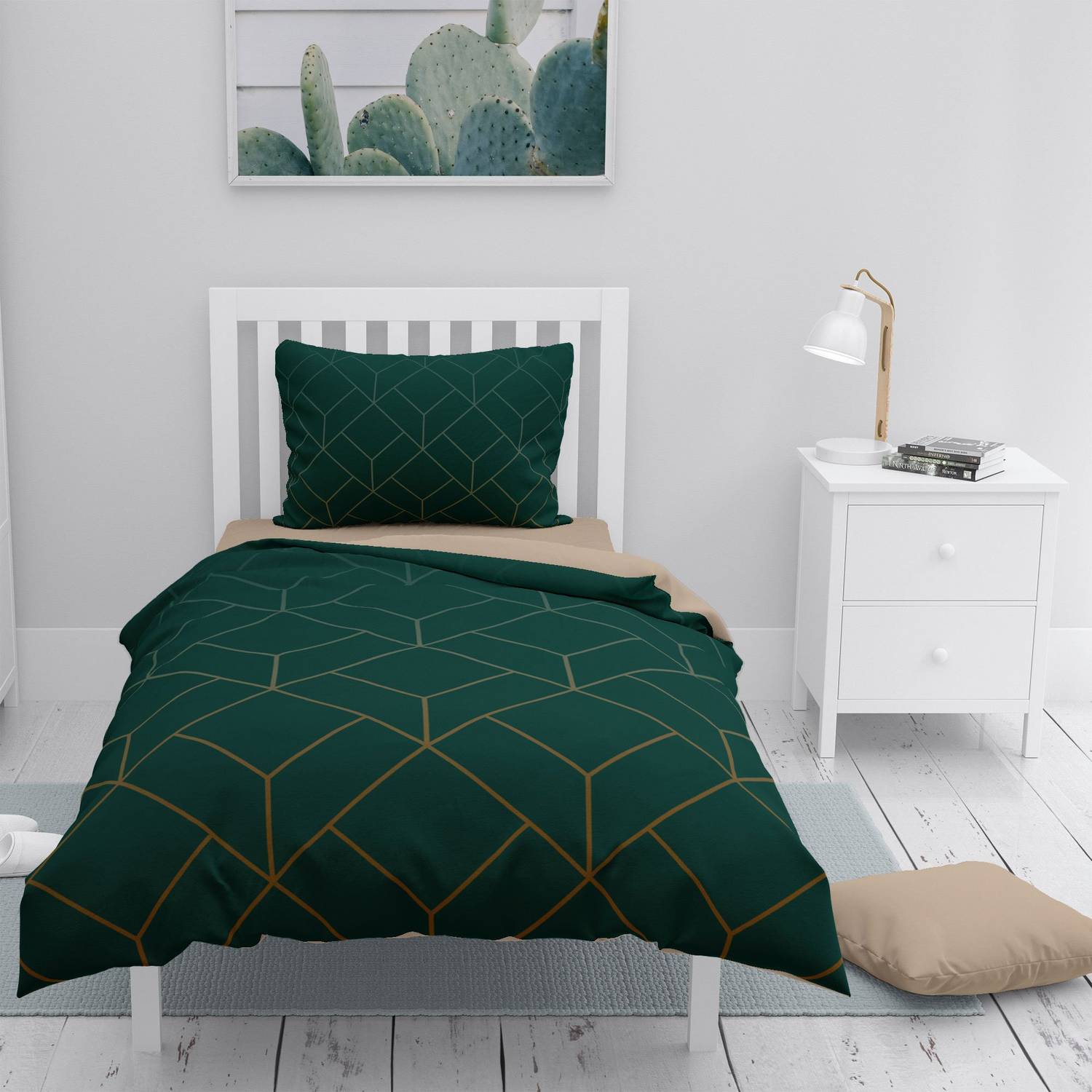 MonoHome Zümrüt Suite 3D Pamuk Saten Tek Kişilik Nevresim Takımı