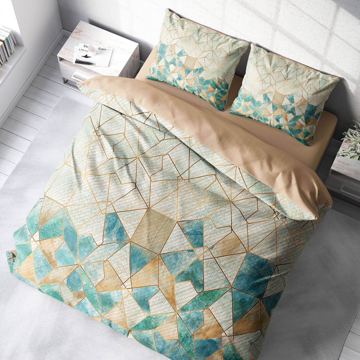 Комплект постельного белья MonoHome с 3D геометрическим принтом из сатина, 200x220 см, Oxford подушки, яркие цвета, высокое качество и комфорт