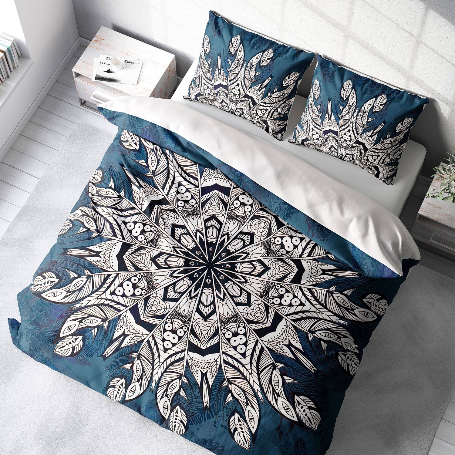 MonoHome Ethnic Mandala3 3D Cotton Satin Double Duvet Cover Set