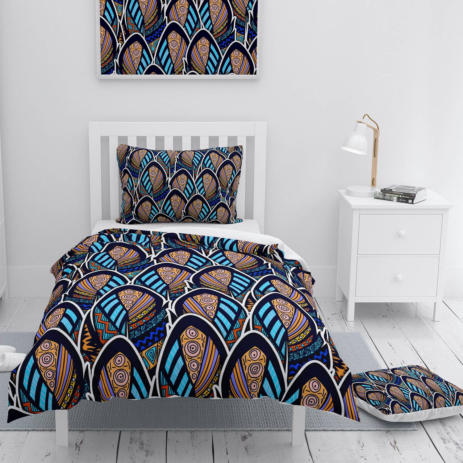 MonoHome البوهيمي نمط 3D طقم غطاء لحاف مفرد من الساتان القطني