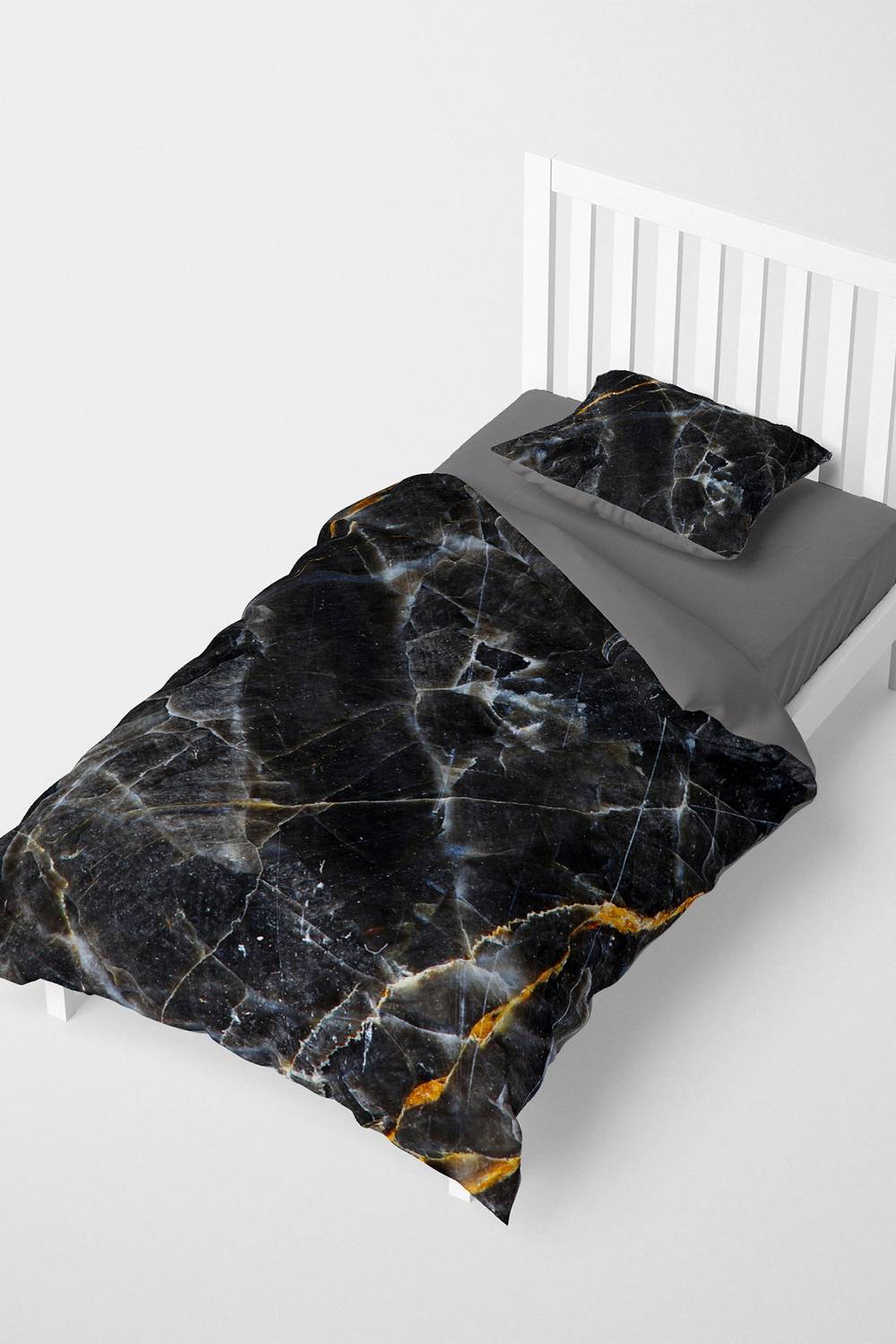 MonoHome Lux Marble 3D Pamuk Saten Tek Kişilik Nevresim Takımı