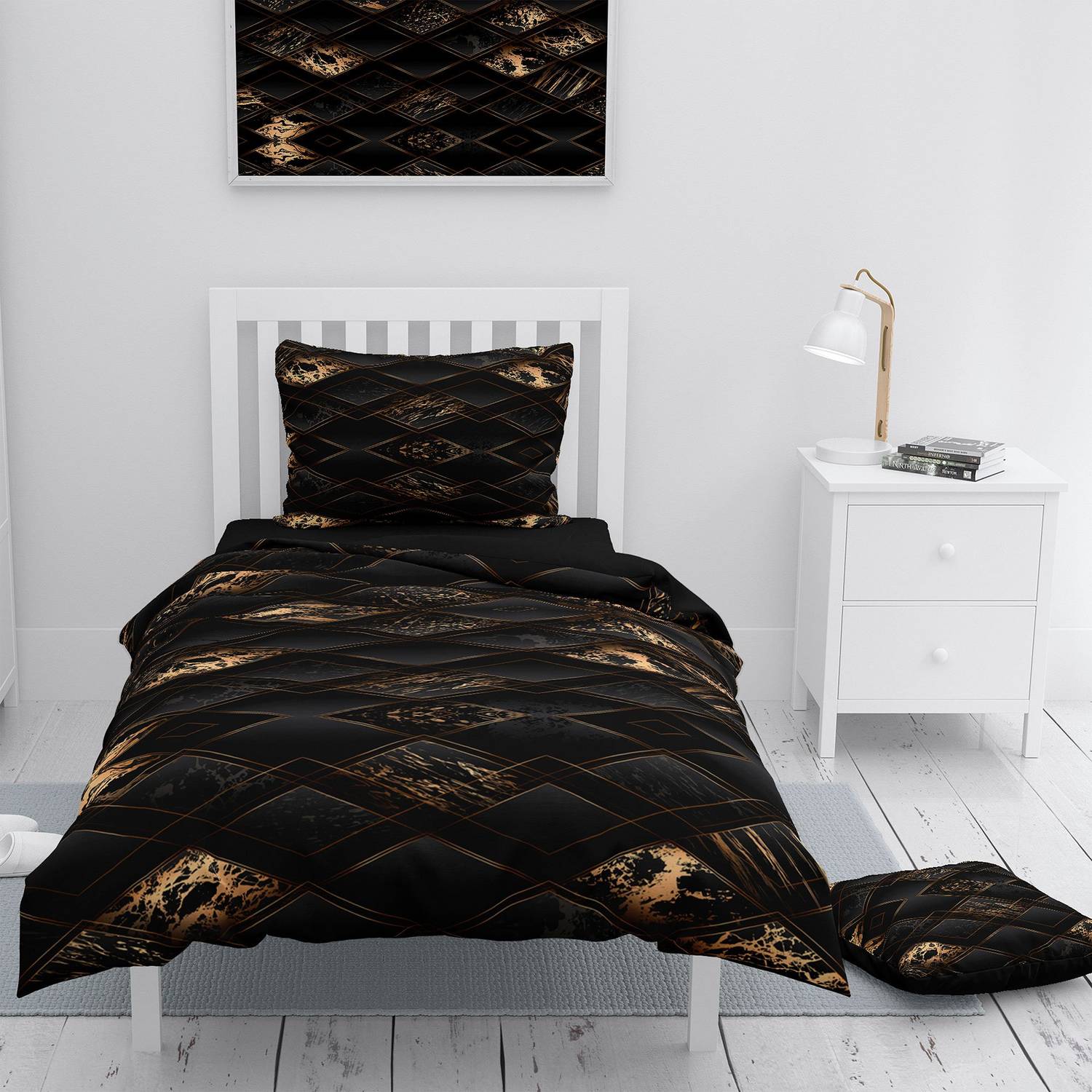 MonoHome Black Suite 3D Pamuk Saten Tek Kişilik Nevresim Takımı