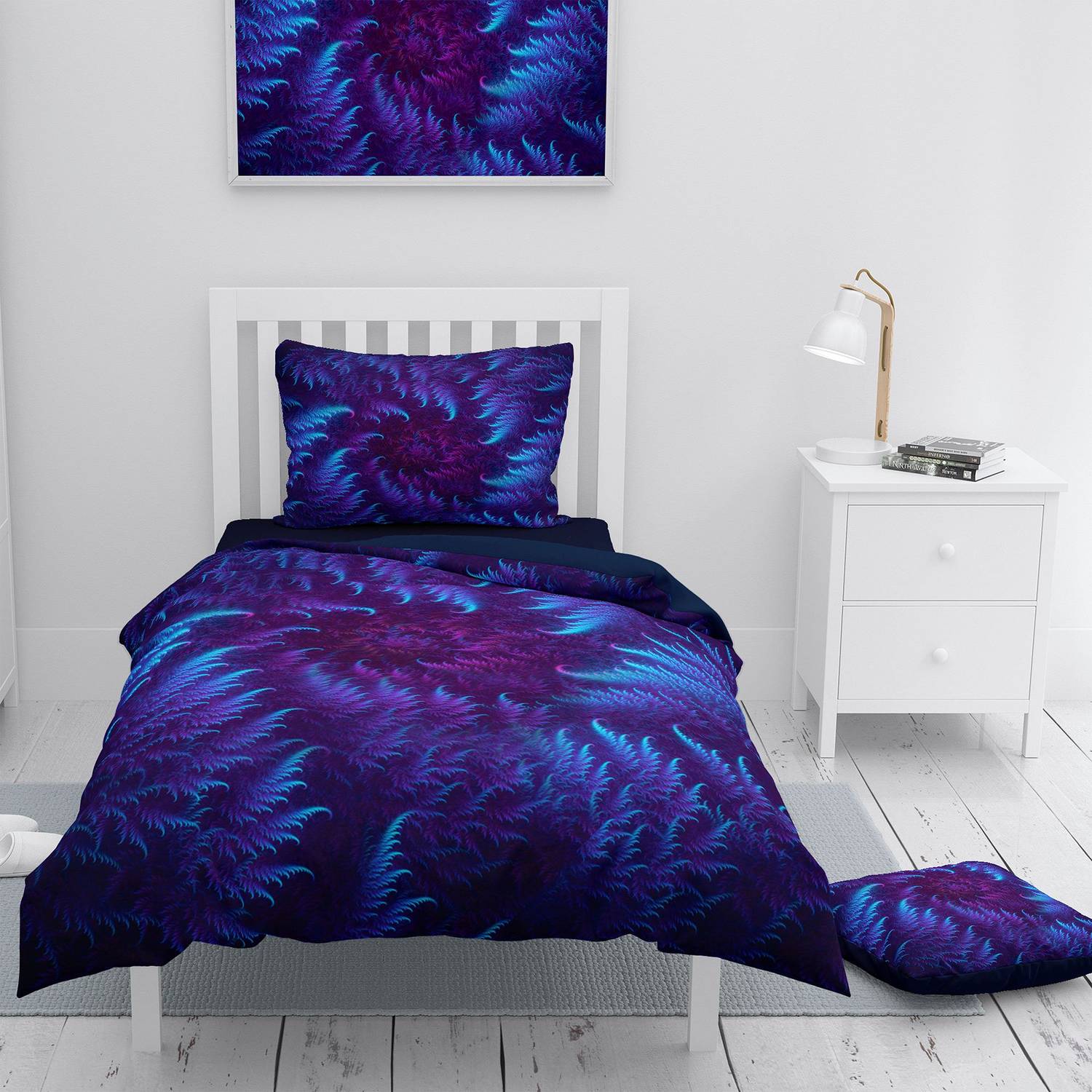 Набір постільної білизни MonoHome Purple Energy 3D, односпальний, 160x220 см, бавовняний сатин, цифровий друк, живі кольори, оксфордська наволочка