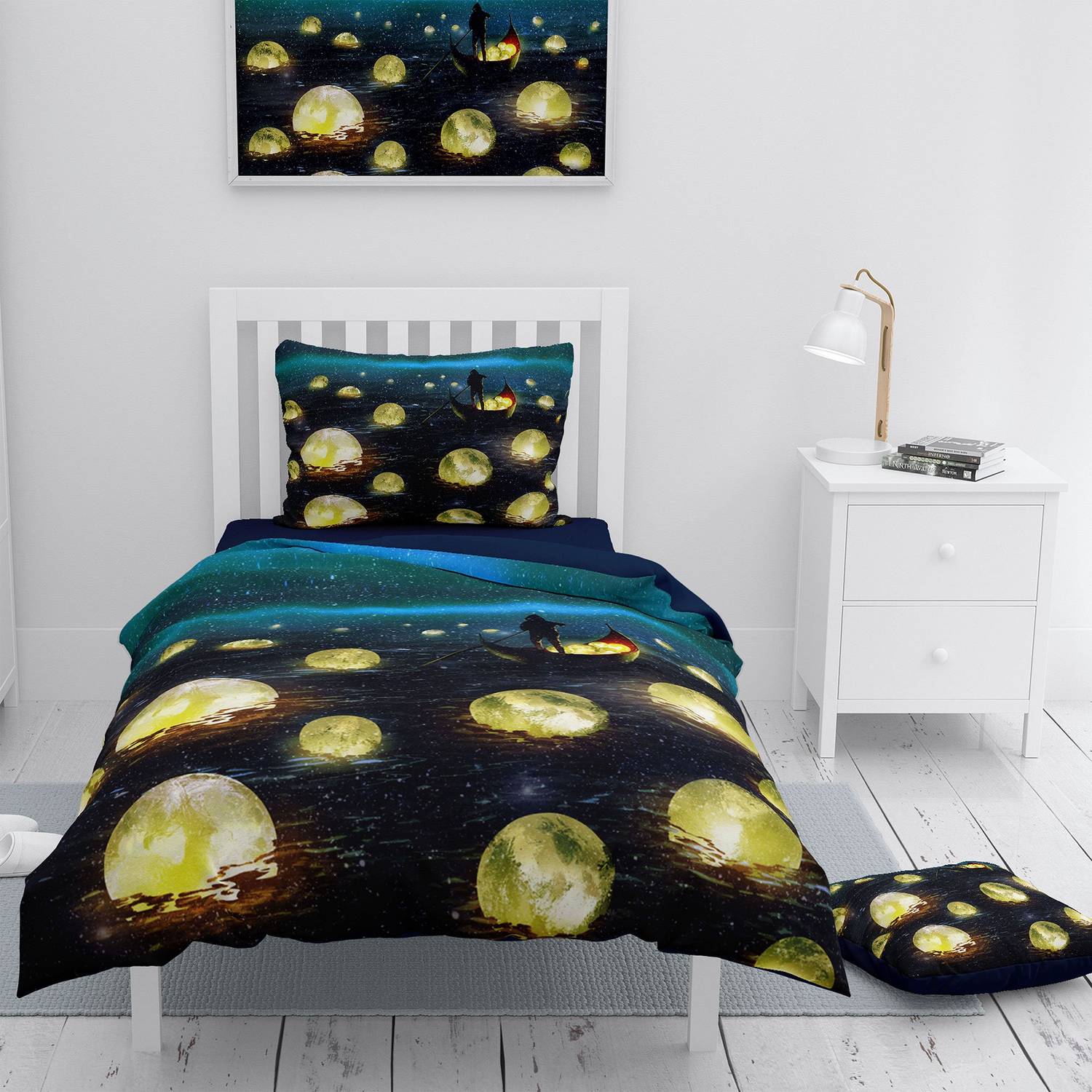 Monohome Moon River 3D Cotton Satin Single Duvet Cover Set