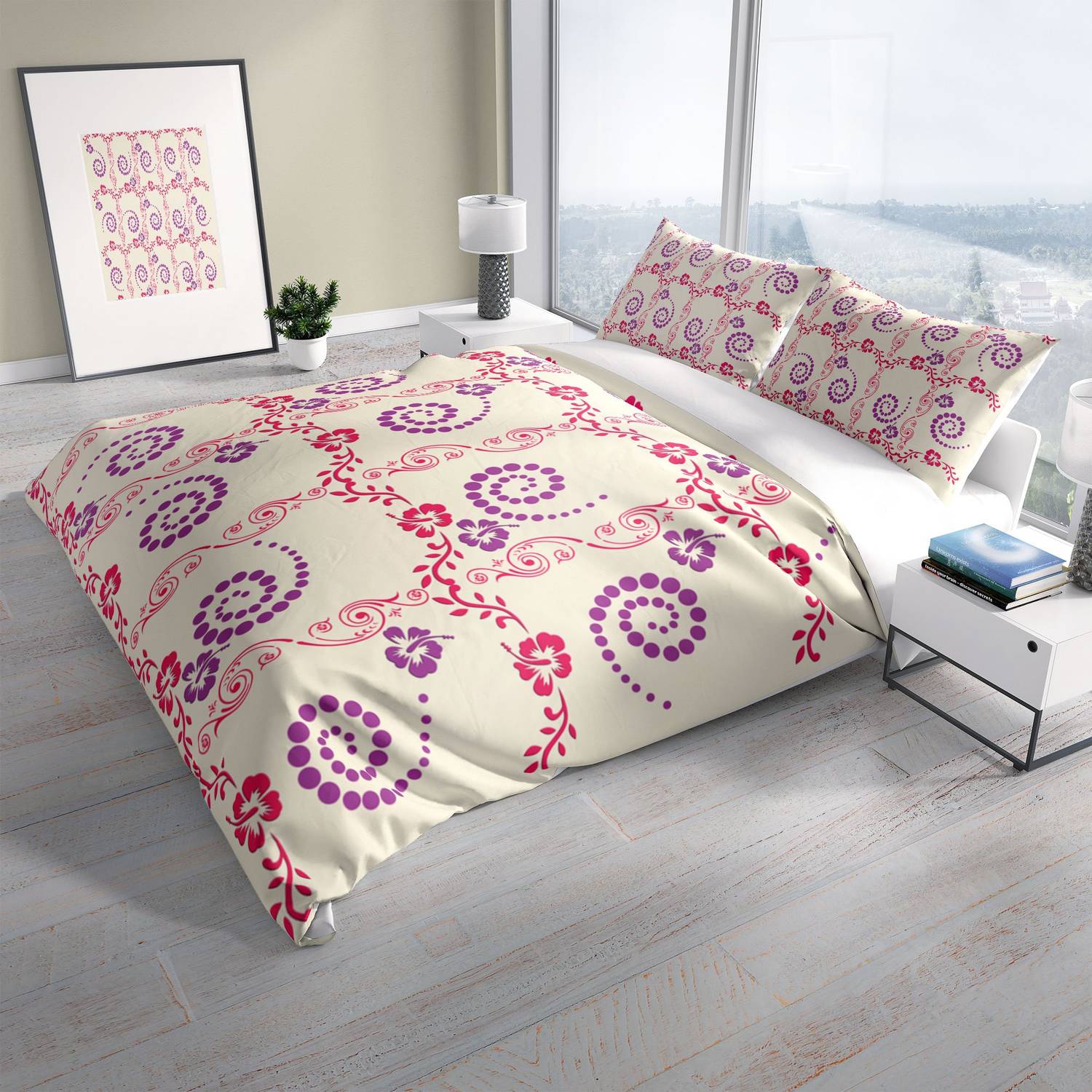 طقم غطاء لحاف مزدوج من الساتان القطني ثلاثي الأبعاد من كاتليا هيبنوسيس