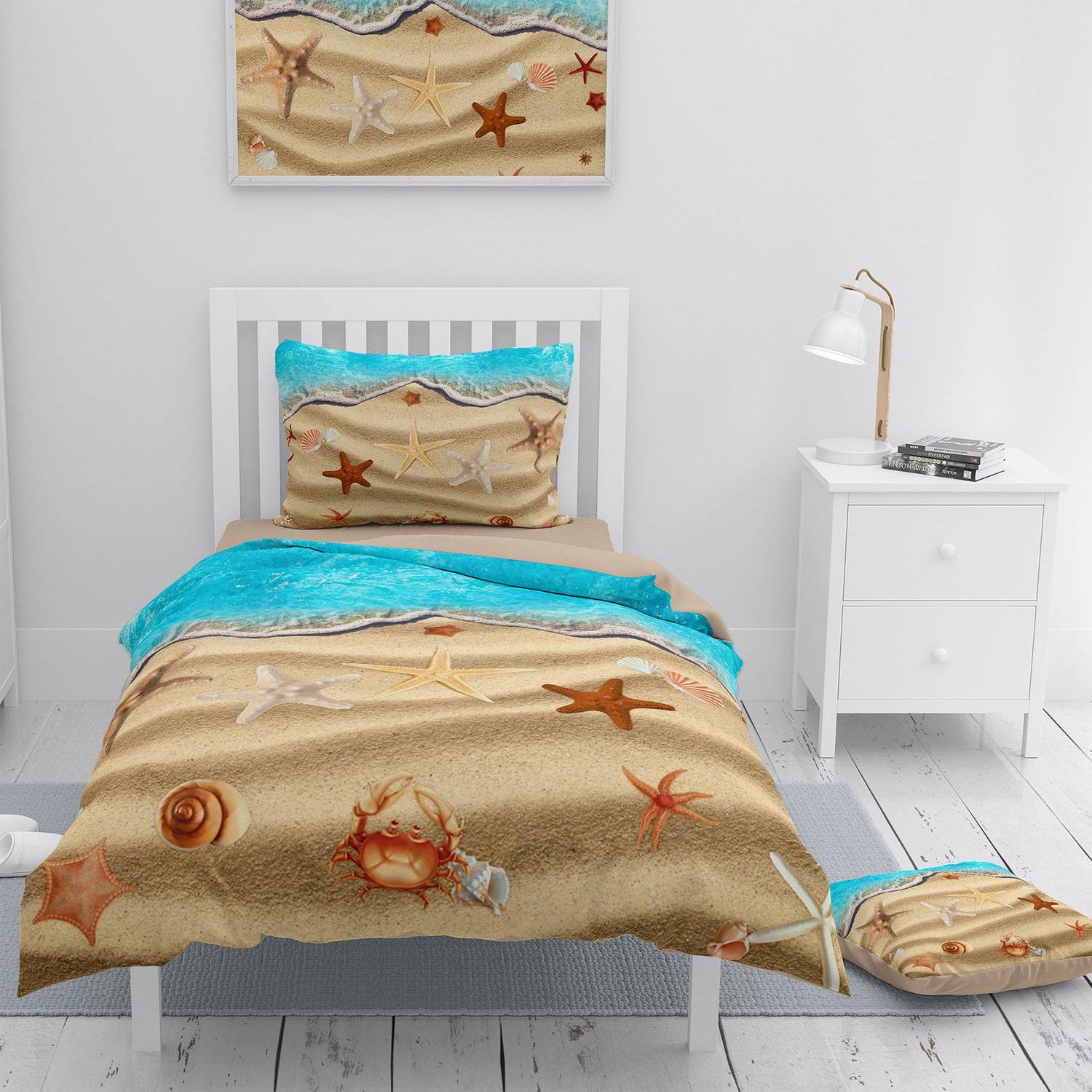Monohome Beach Stars 3D Cotton Satin Single Duvet Cover Set