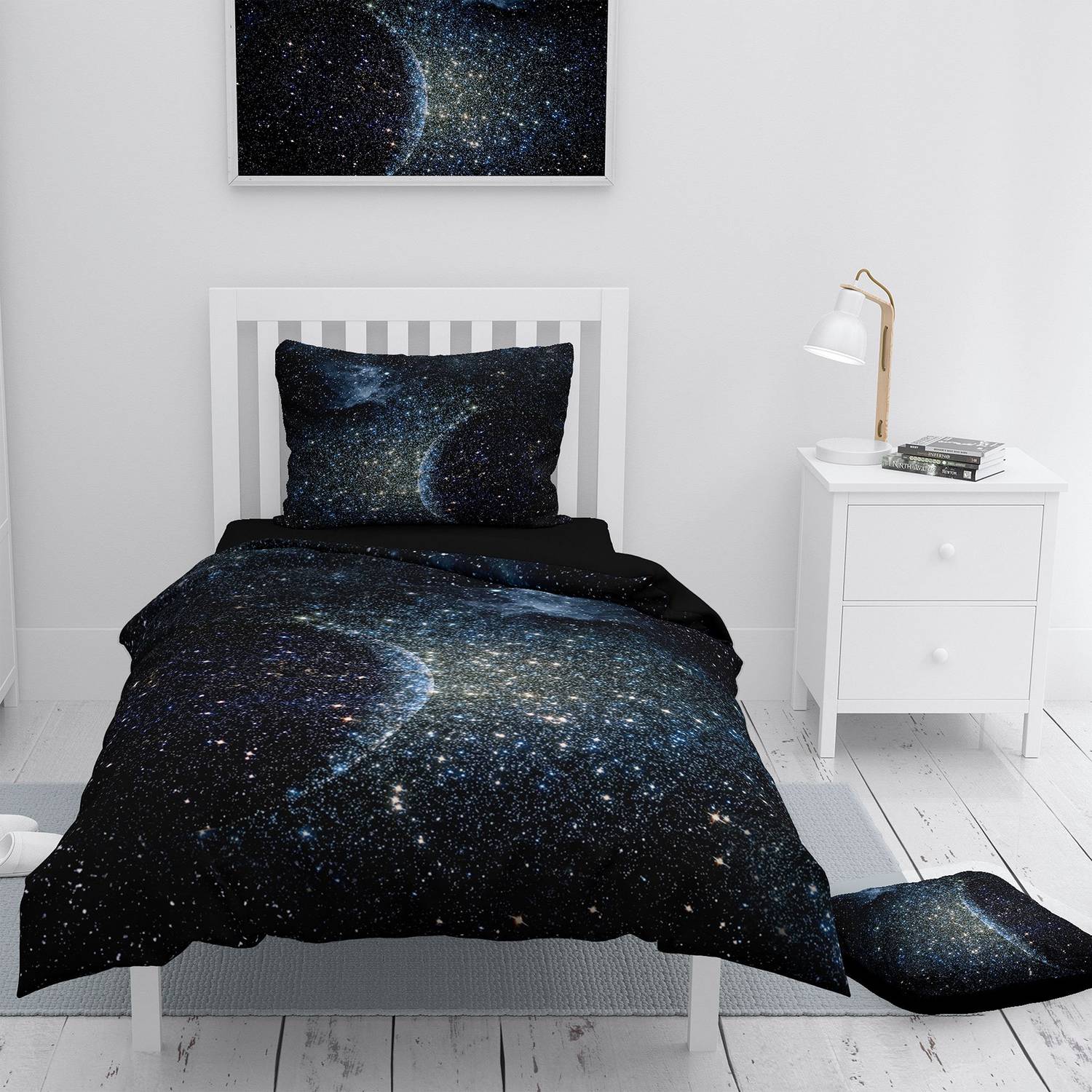Monohome Star Moon 3D Cotton Satin Single Duvet Cover Set