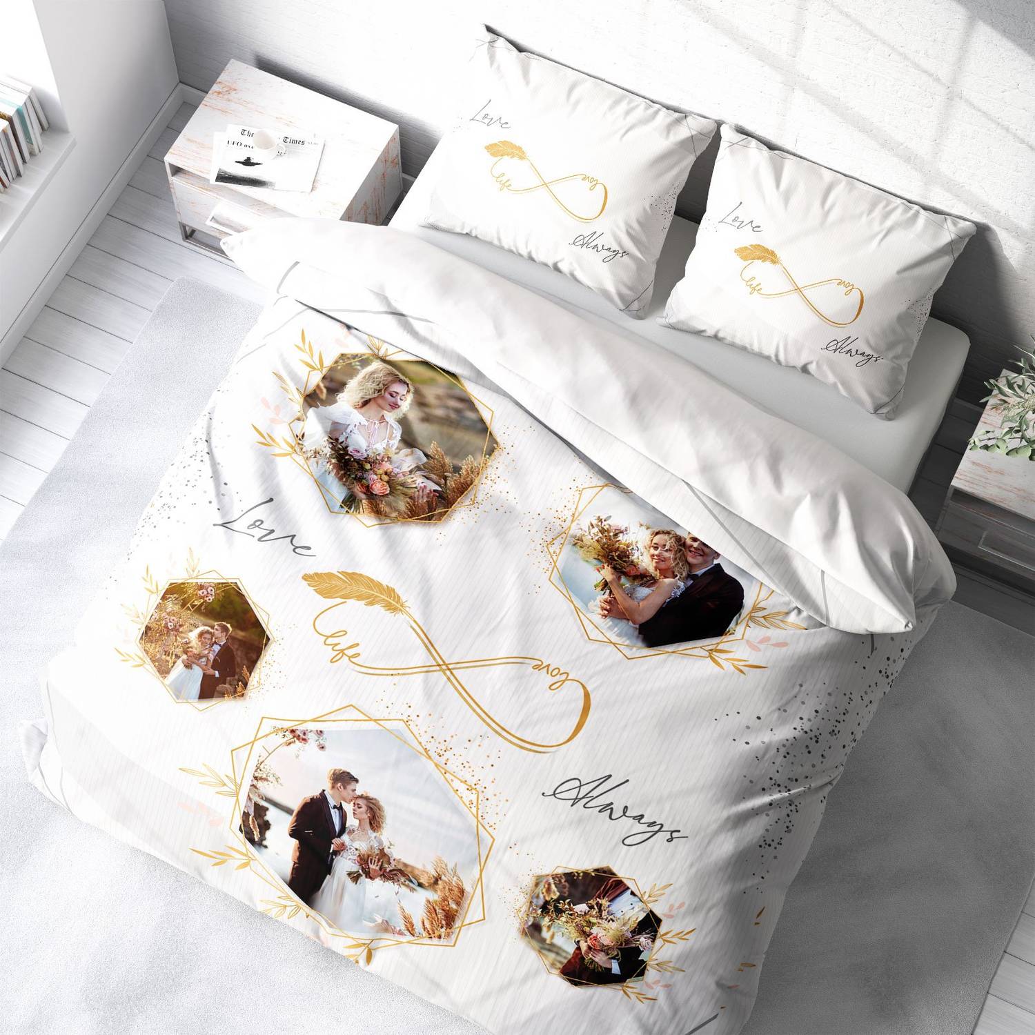 MonoHome Custom 3D Cotton Satin Double Duvet Cover Set Soft 8