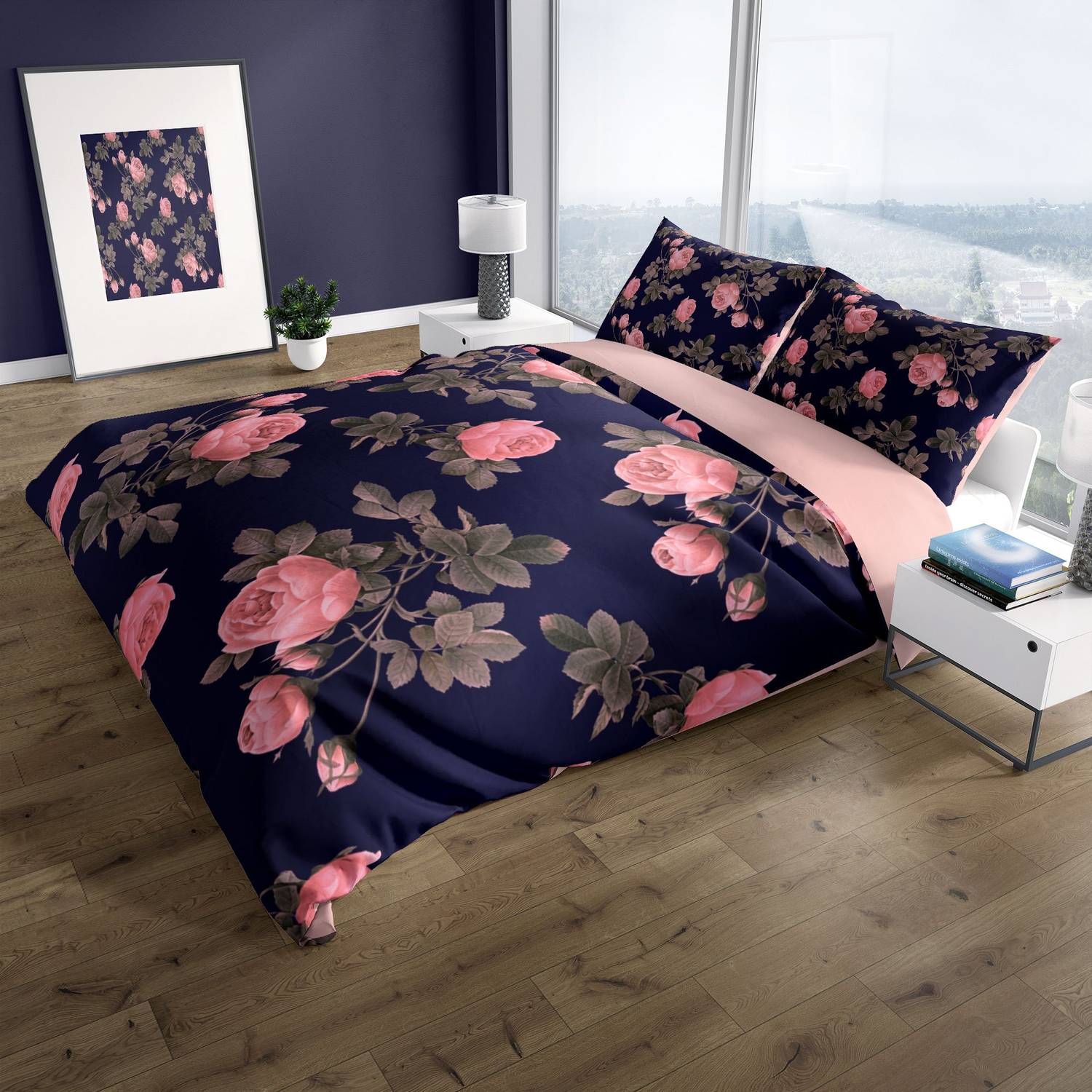 طقم غطاء لحاف مزدوج من الساتان القطني ثلاثي الأبعاد من كاتليا نوبل