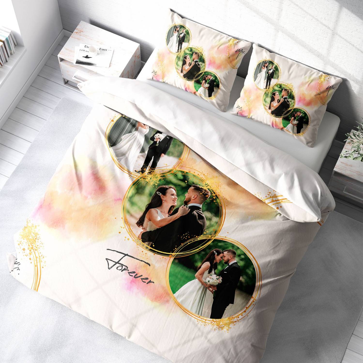 MonoHome Custom 3D Cotton Satin Double Duvet Cover Set Soft 10