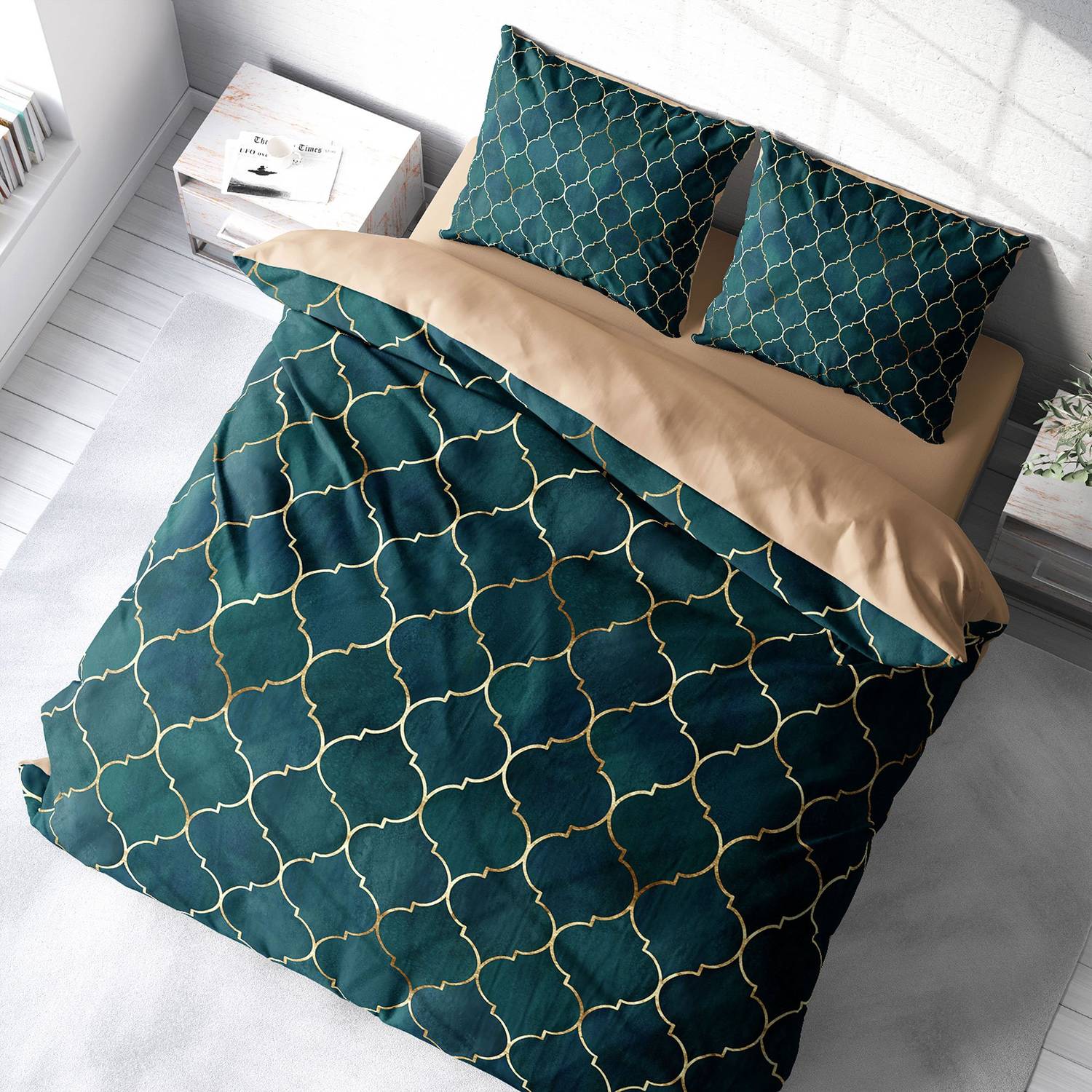 MonoHome Gold Line Moracan 3D Cotton Satin Double Duvet Cover Set