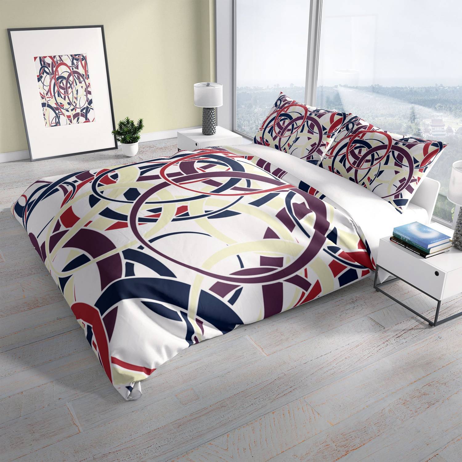 Cattleya Rings 3D Cotton Satin Double Duvet Cover Set