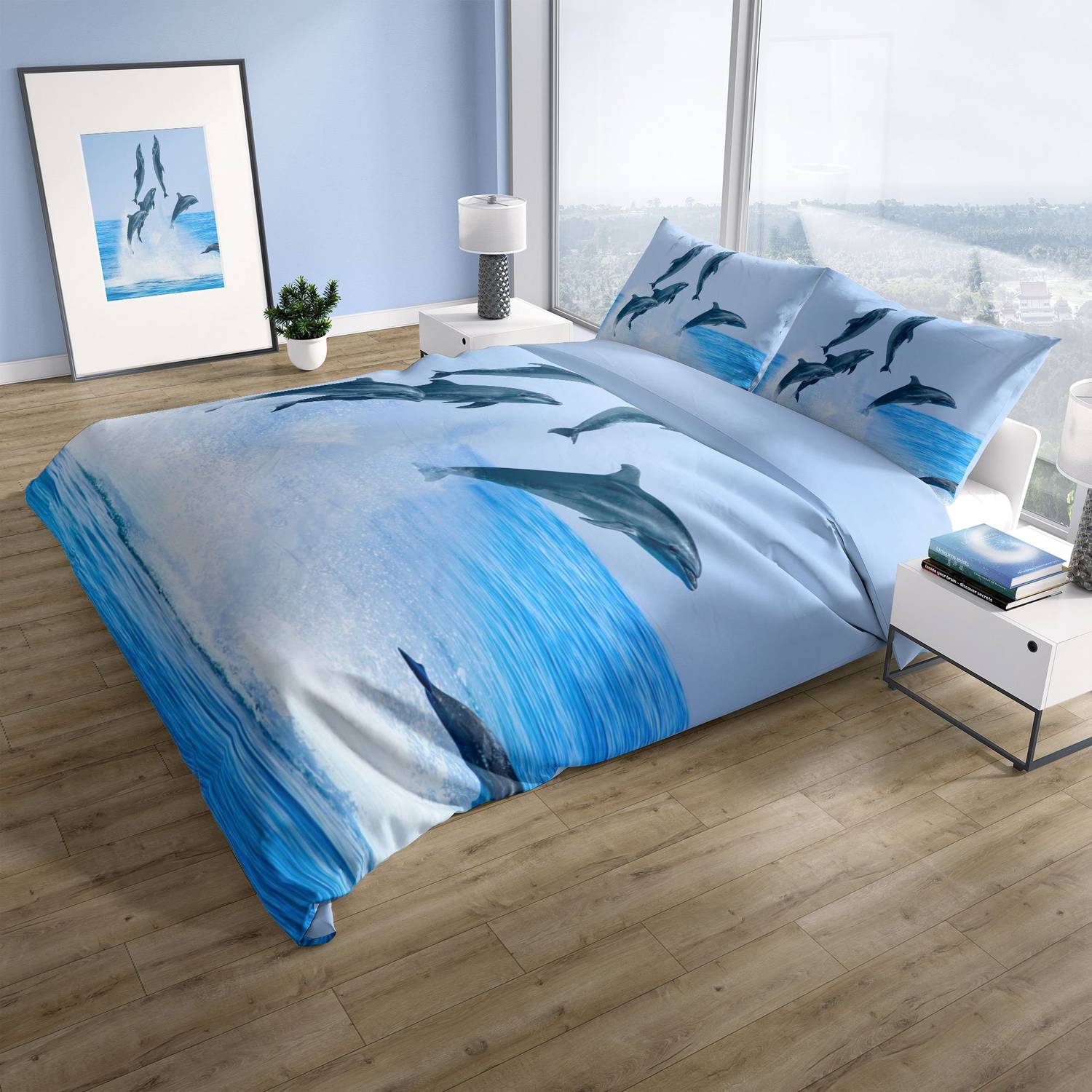 PerlaSera Dolphin2 3D Cotton Satin Double Duvet Cover Set