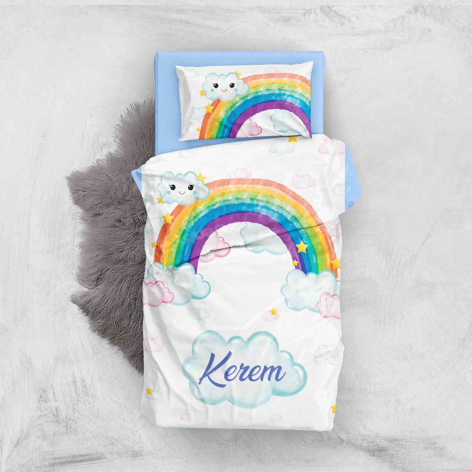 MonoHome Rainbow Boys 3D Pamuk Saten Bebek Nevresim Takımı