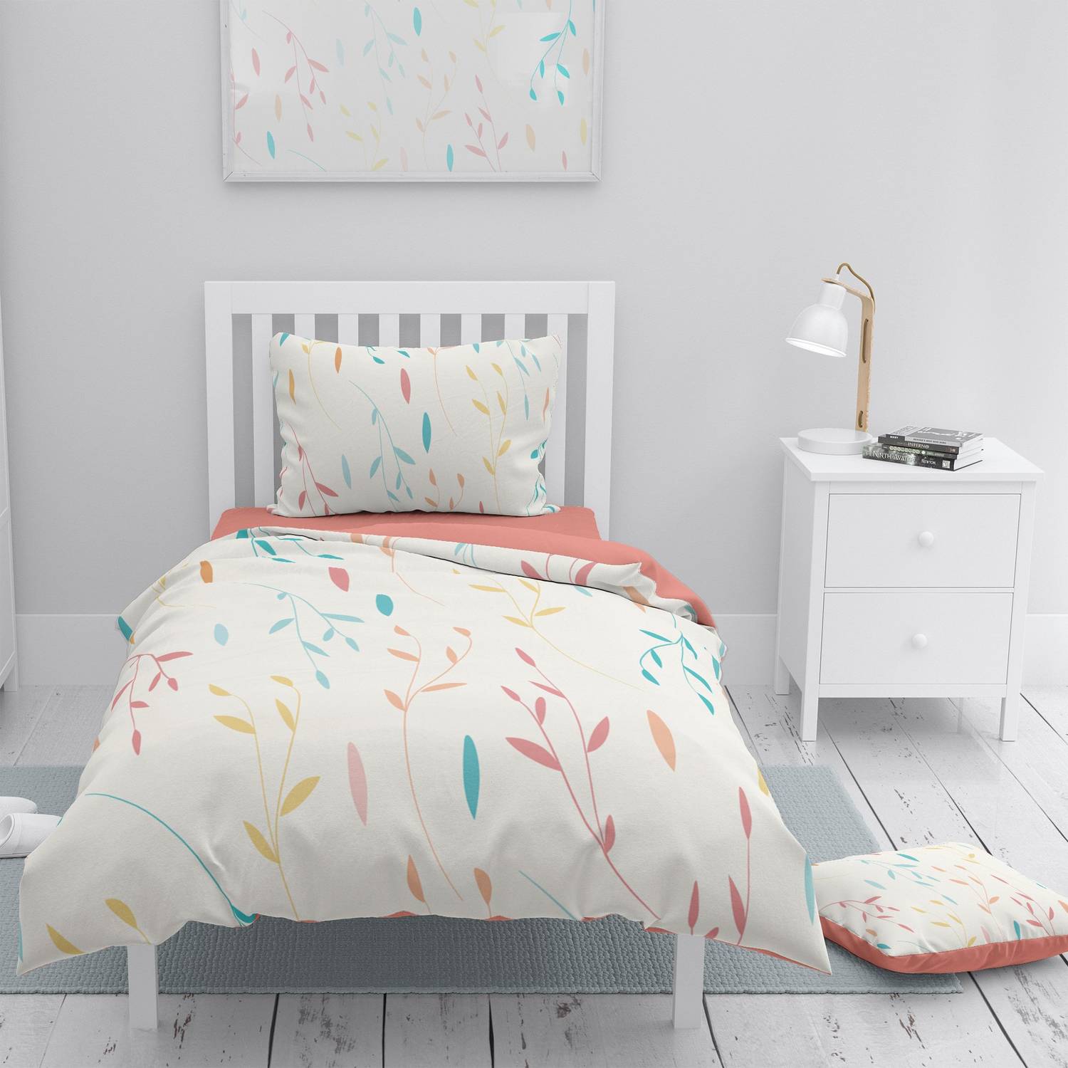 MonoHome Leaf 3D Cotton Satin Single Duvet Cover Set