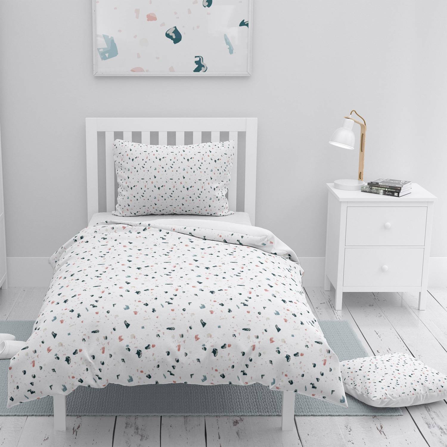 MonoHome Terrazzo 3D Cotton Satin Single Duvet Cover Set