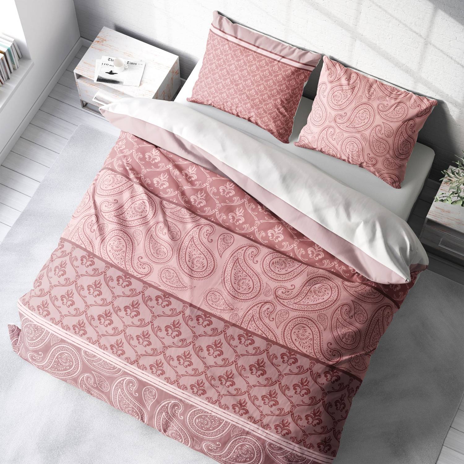 MonoHome Pink Sumurg 3D Cotton Satin Double Duvet Cover Set