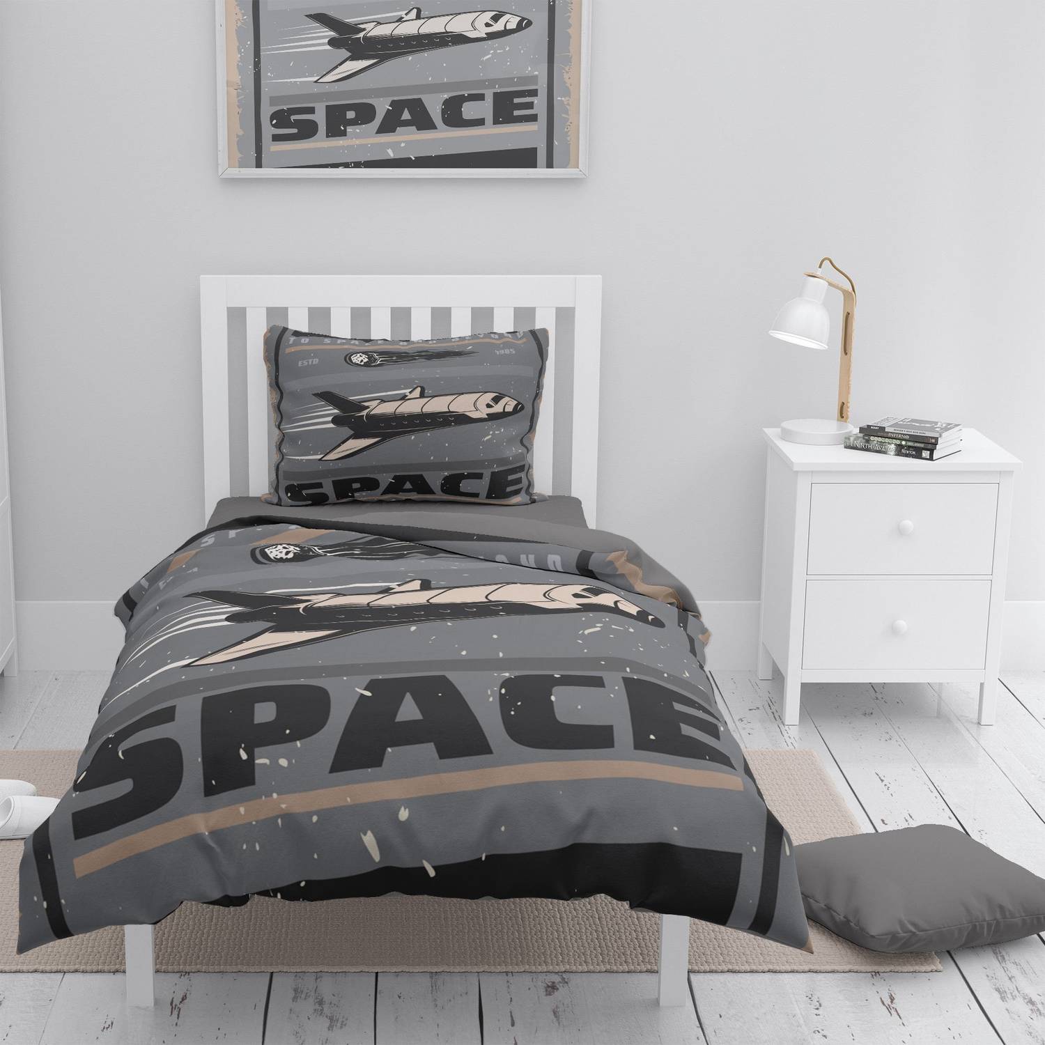 MonoHome Space 3D Cotton Satin Single Duvet Cover Set