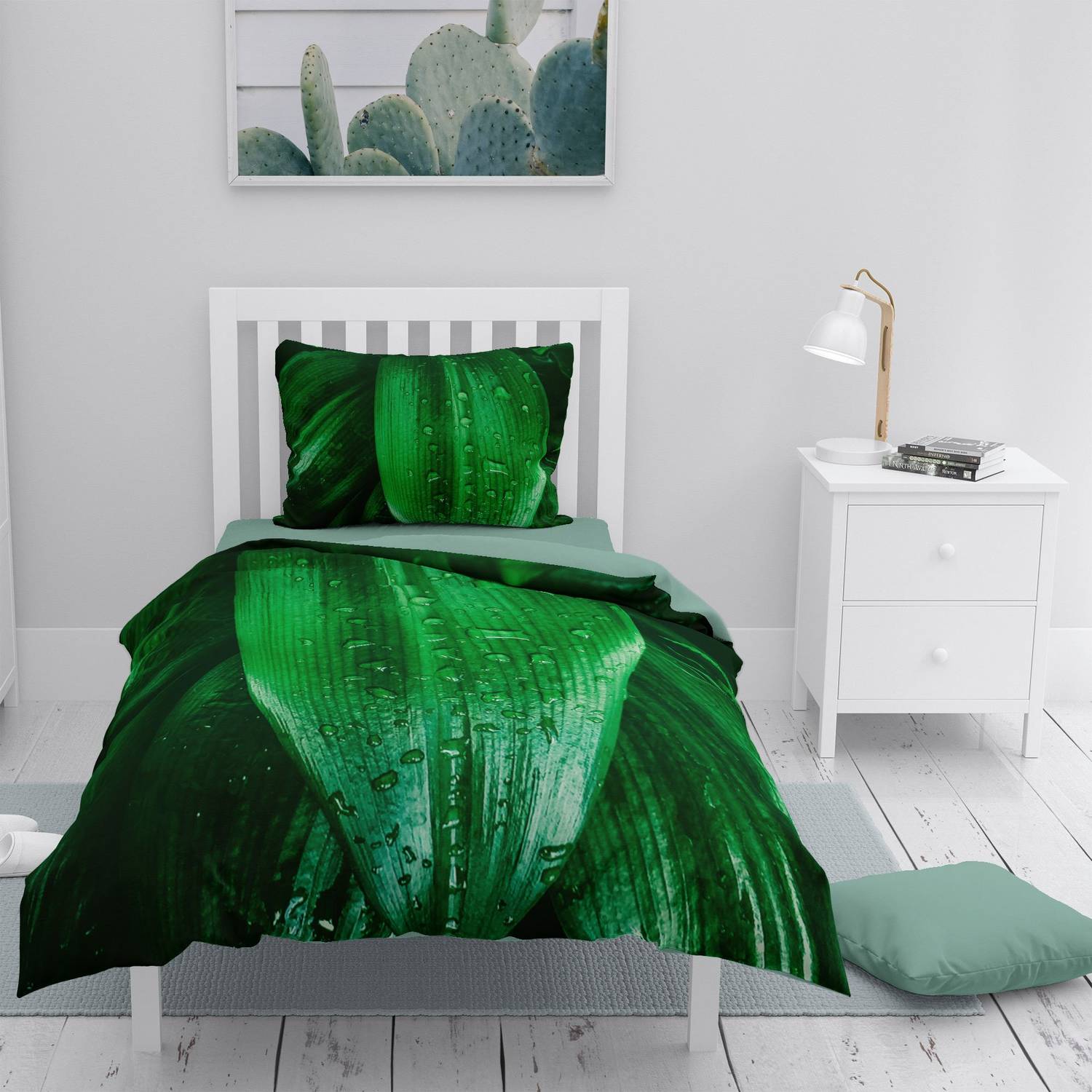 MonoHome Drop Leaf 3D Cotton Satin Single Duvet Cover Set