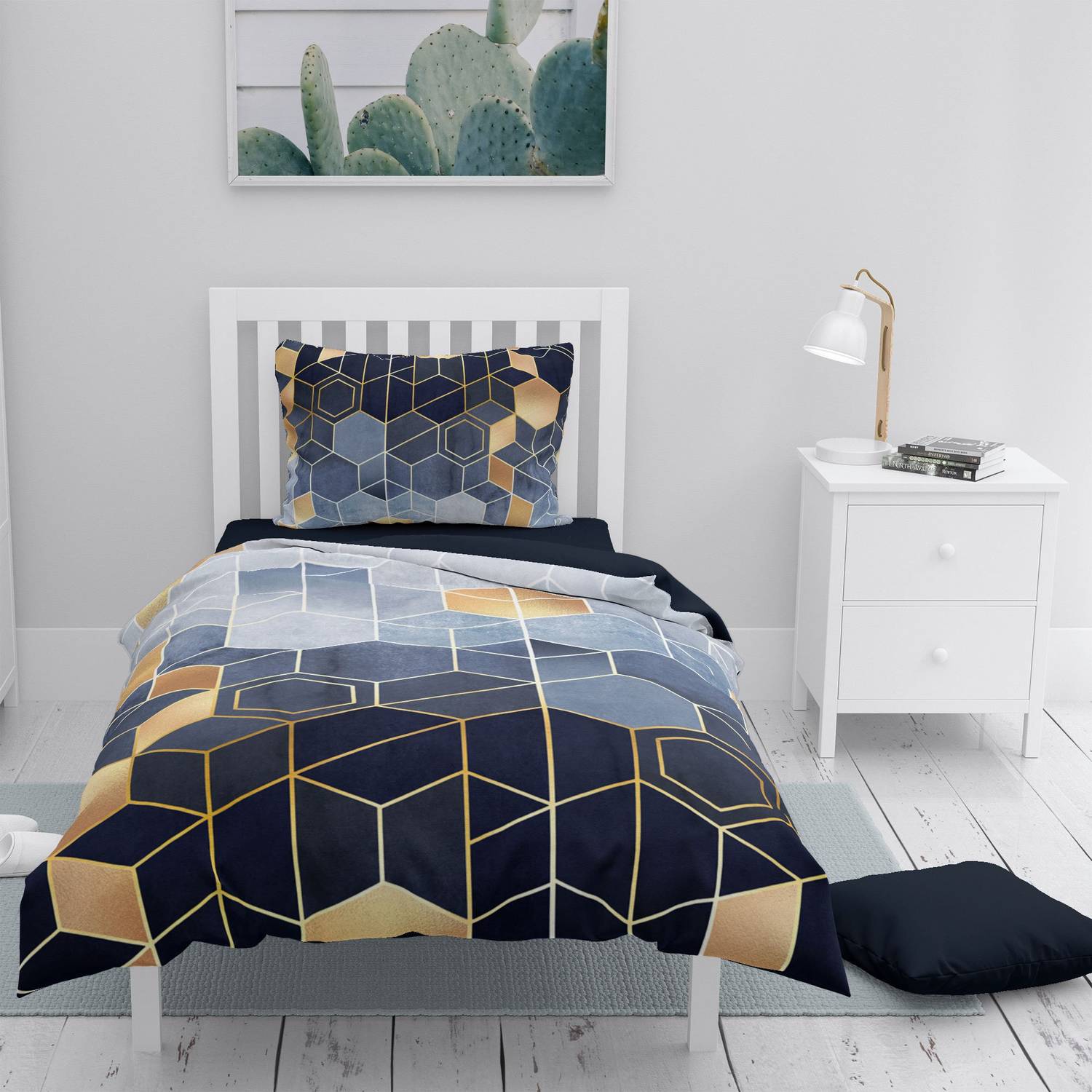 MonoHome Arty Blue 3D Pamuk Saten Tek Kişilik Nevresim Takımı