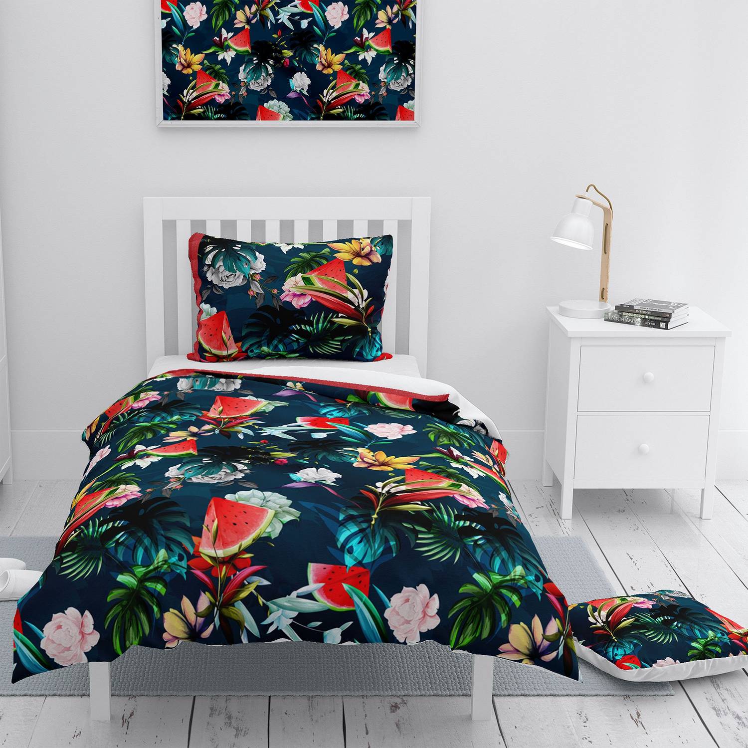 MonoHome Watermelon 3D Cotton Satin Single Duvet Cover Set