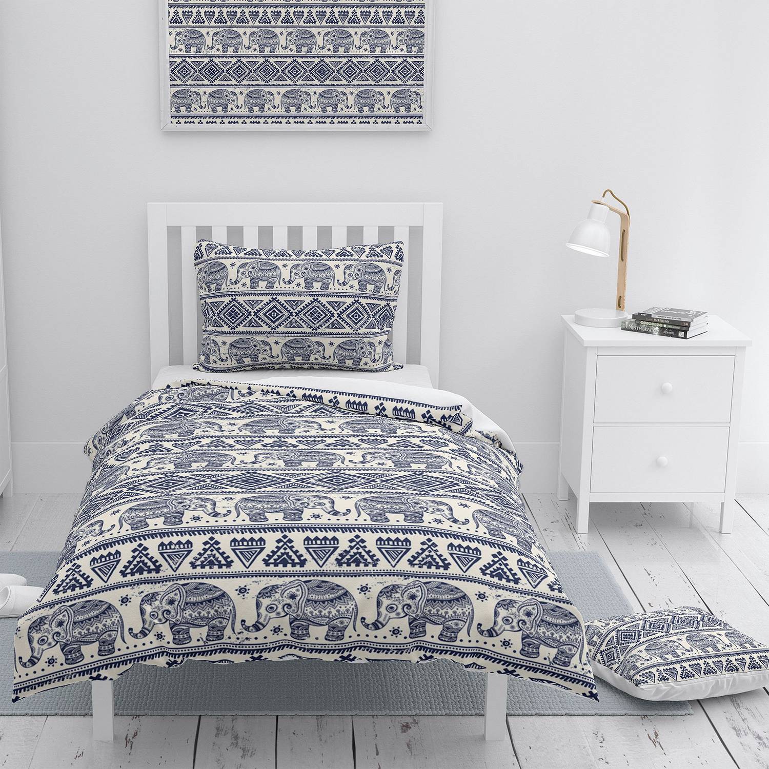 Набор постельного белья MonoHome Ethnic Elephant 3D из сатина на односпальную кровать, 160x220 см, живые цвета, высококачественный хлопок