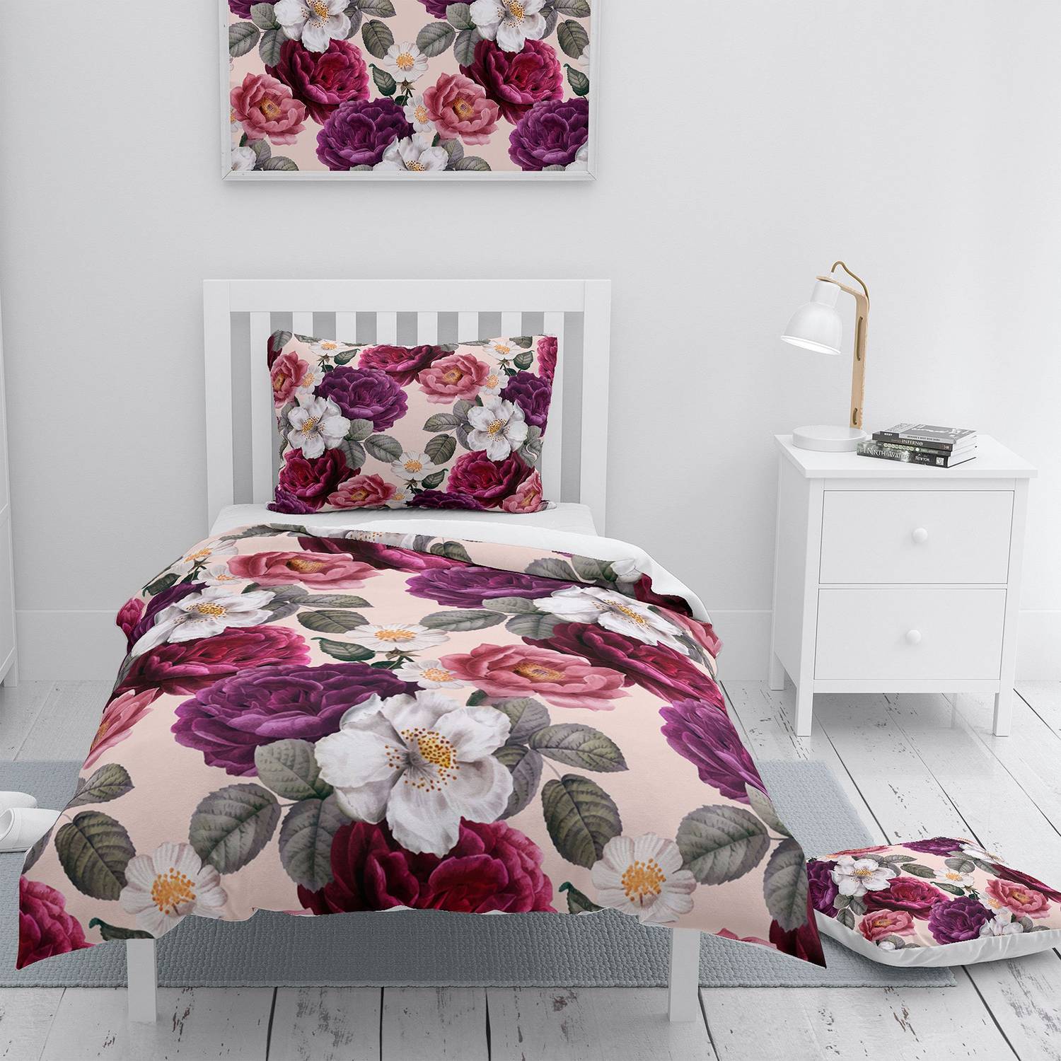 Комплект постільної білизни MonoHome Flower Dream 3D з бавовняного сатину на односпальне ліжко, живі кольори, гіпоалергенний, розмір 160 см x 220 см