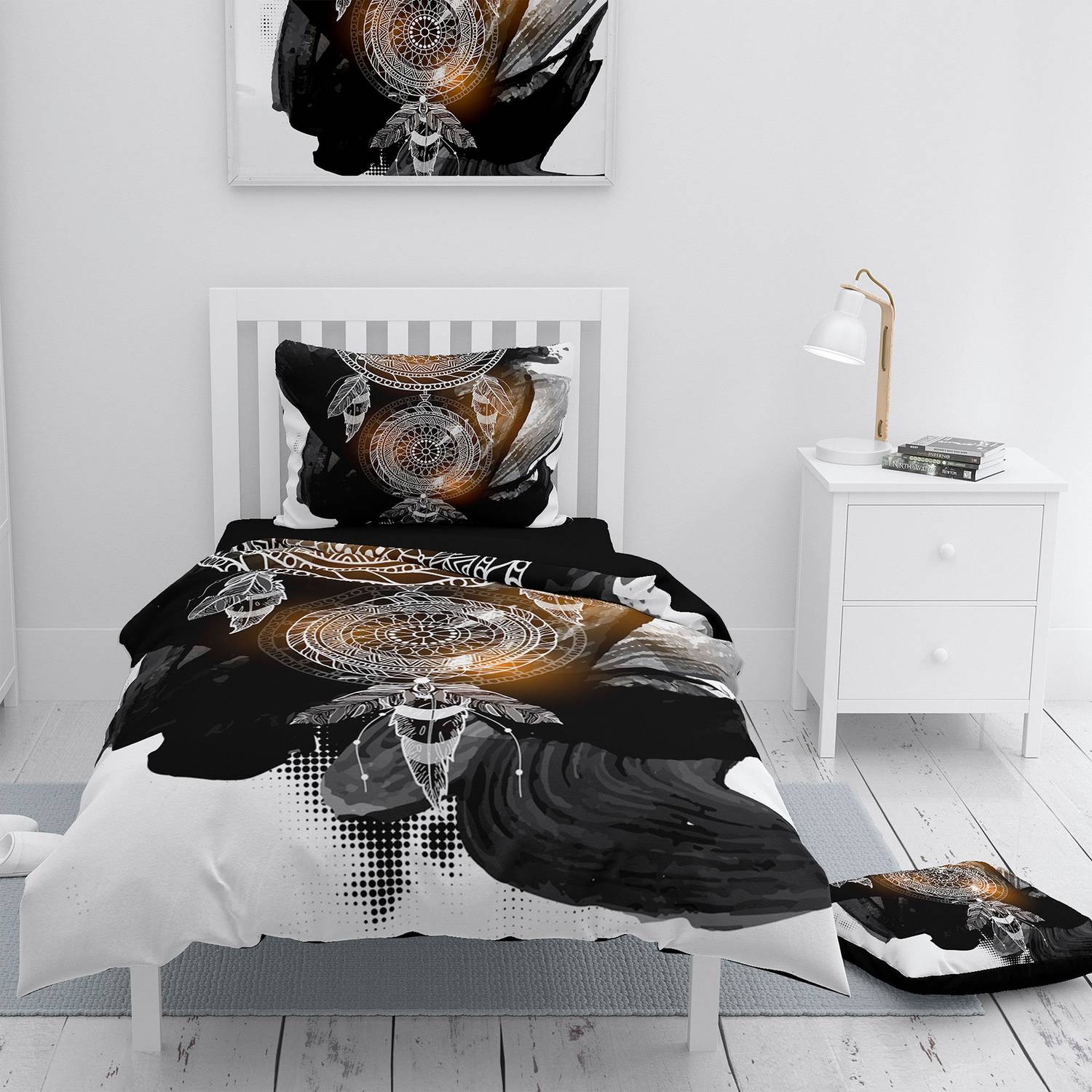 MonoHome Dream Feather 3D Cotton Satin Single Duvet Cover Set