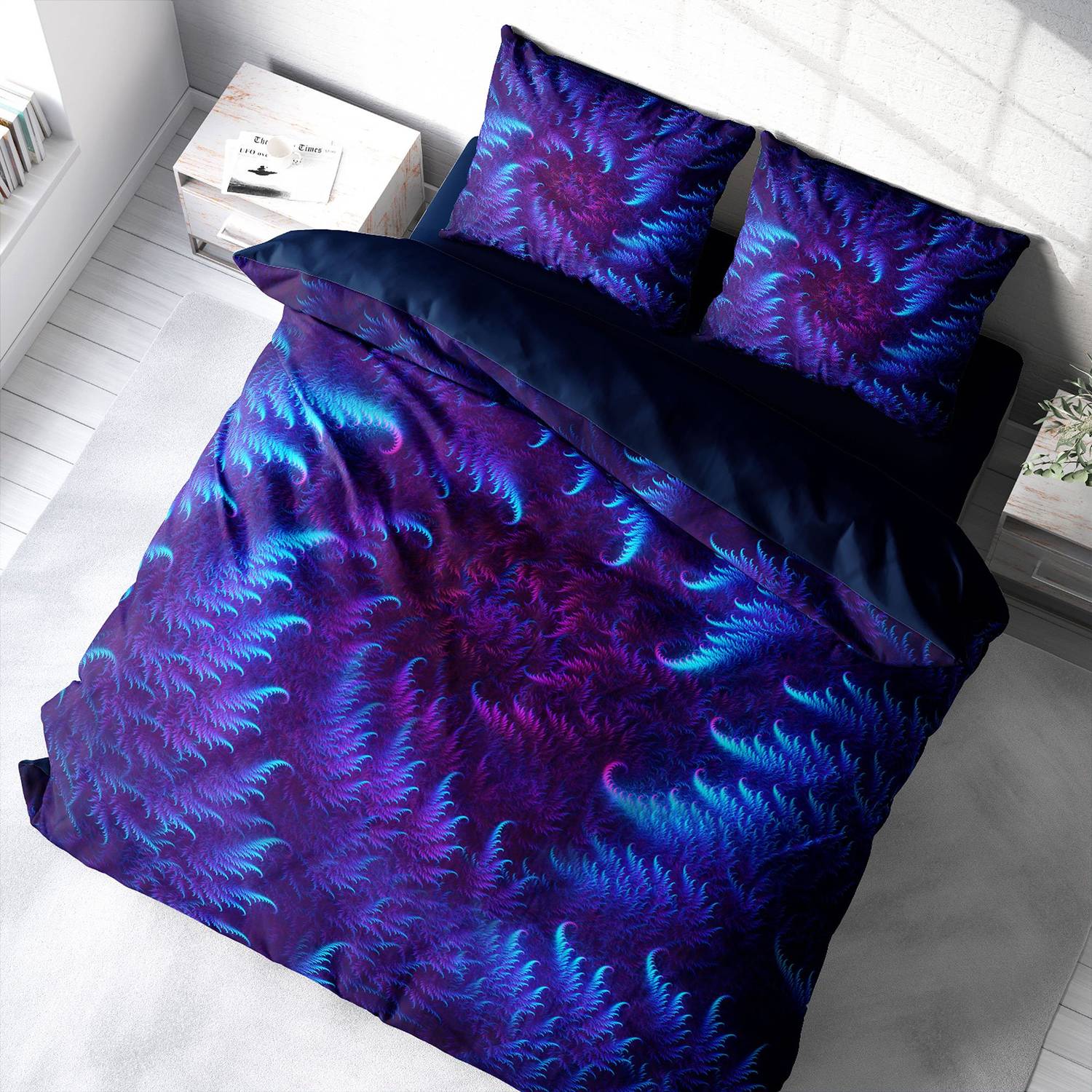 Комплект постельного белья MonoHome Purple Energy 3D из хлопка-сатина, двухспальный, 200x220 см, яркие цвета, мягкое дышащее качество, 100% хлопок