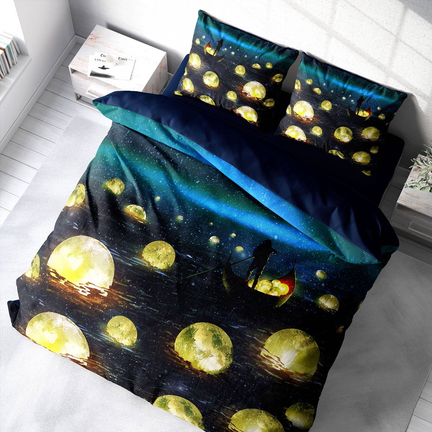 MonoHome Moon River 3D Cotton Satin Double Duvet Cover Set