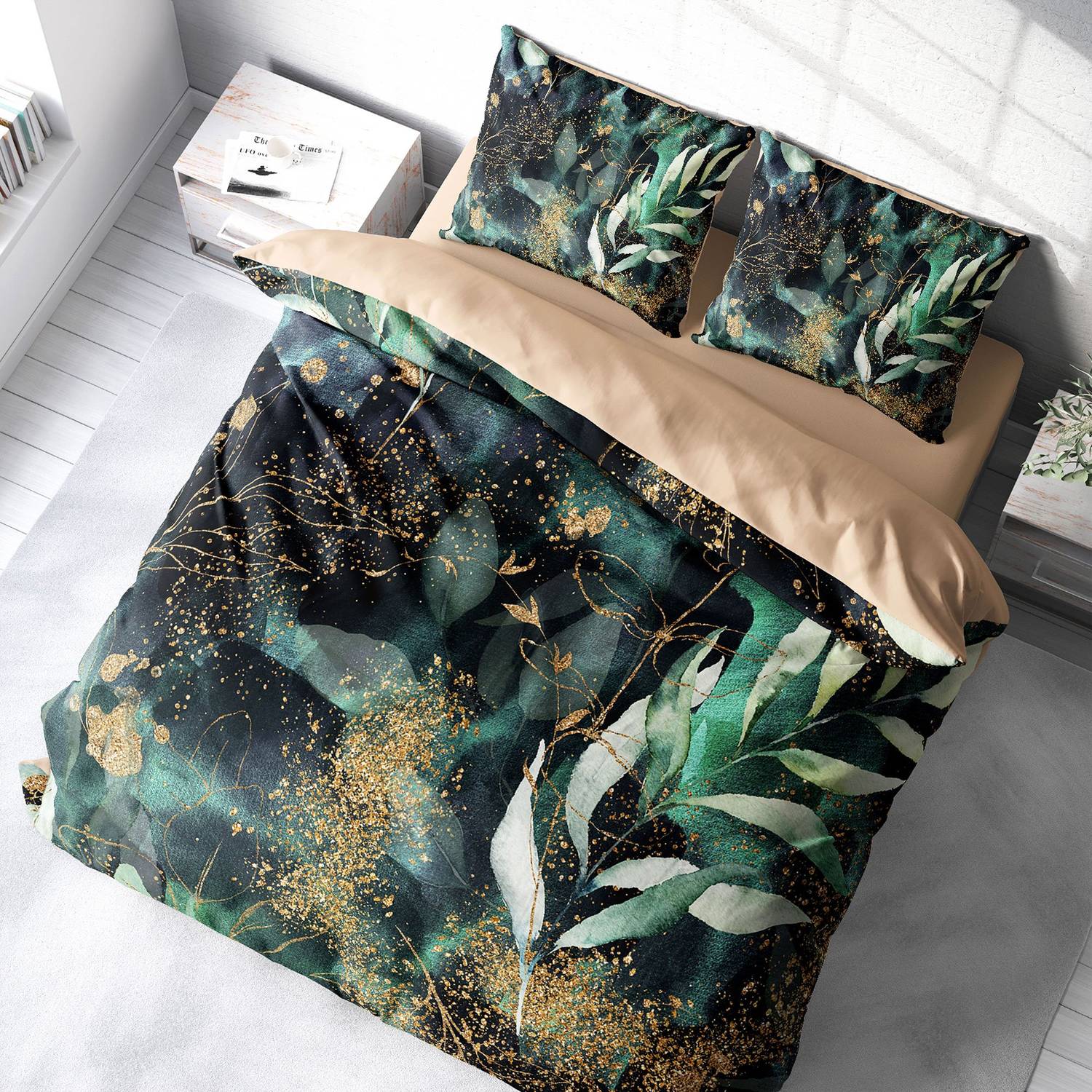 MonoHome Floral Watercolor 3D Cotton Satin Double Duvet Cover Set