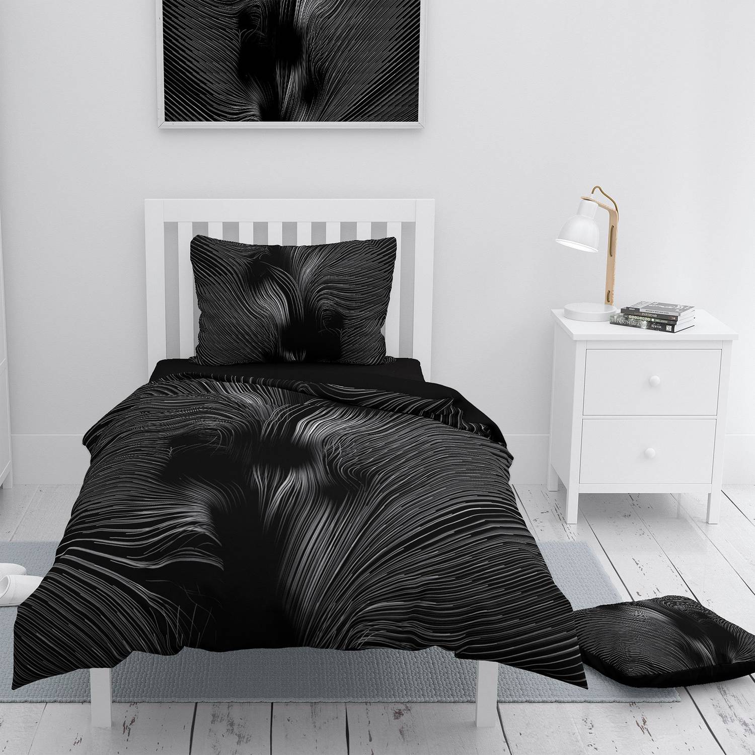 Monohome Gray Motion 3D Cotton Satin Single Duvet Cover Set