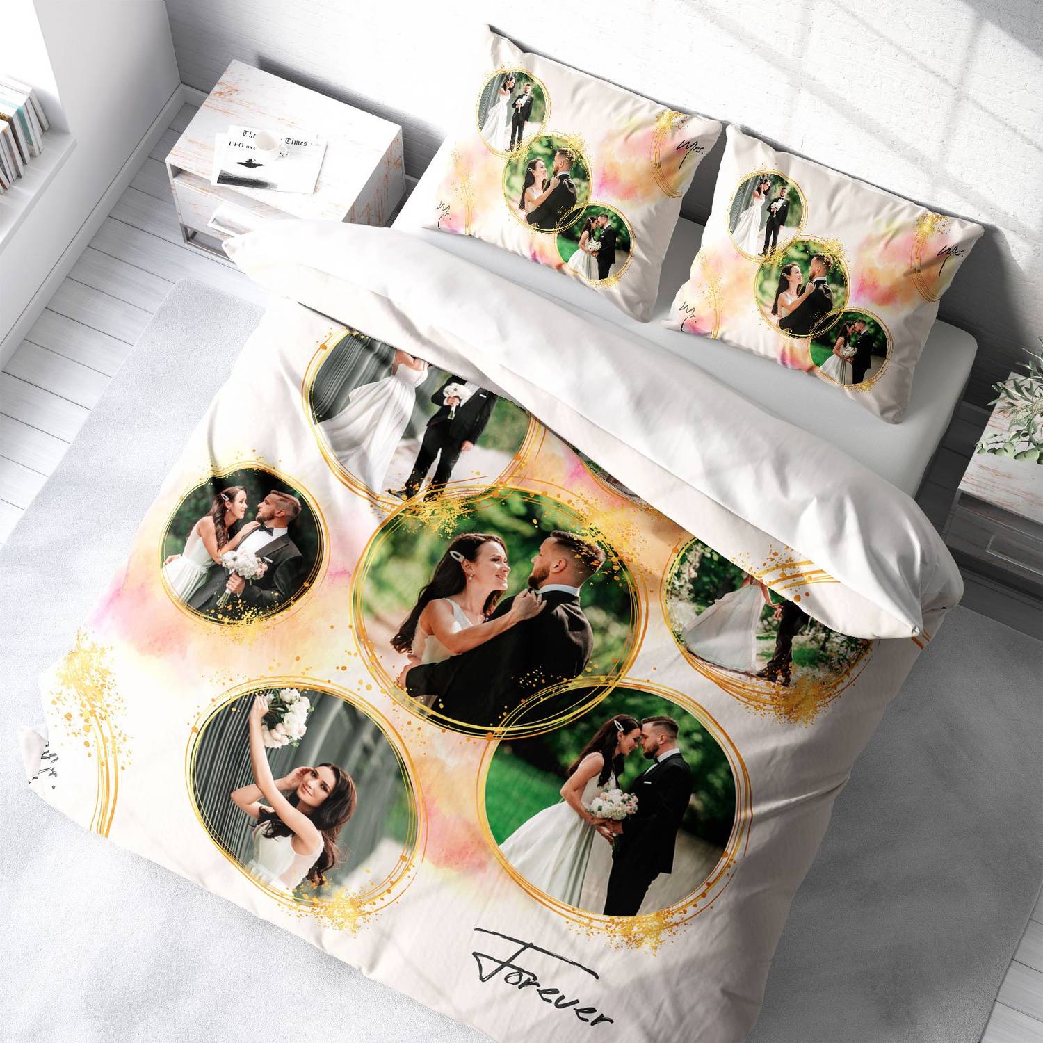 MonoHome Custom 3D Cotton Satin Double Duvet Cover Set Soft 7