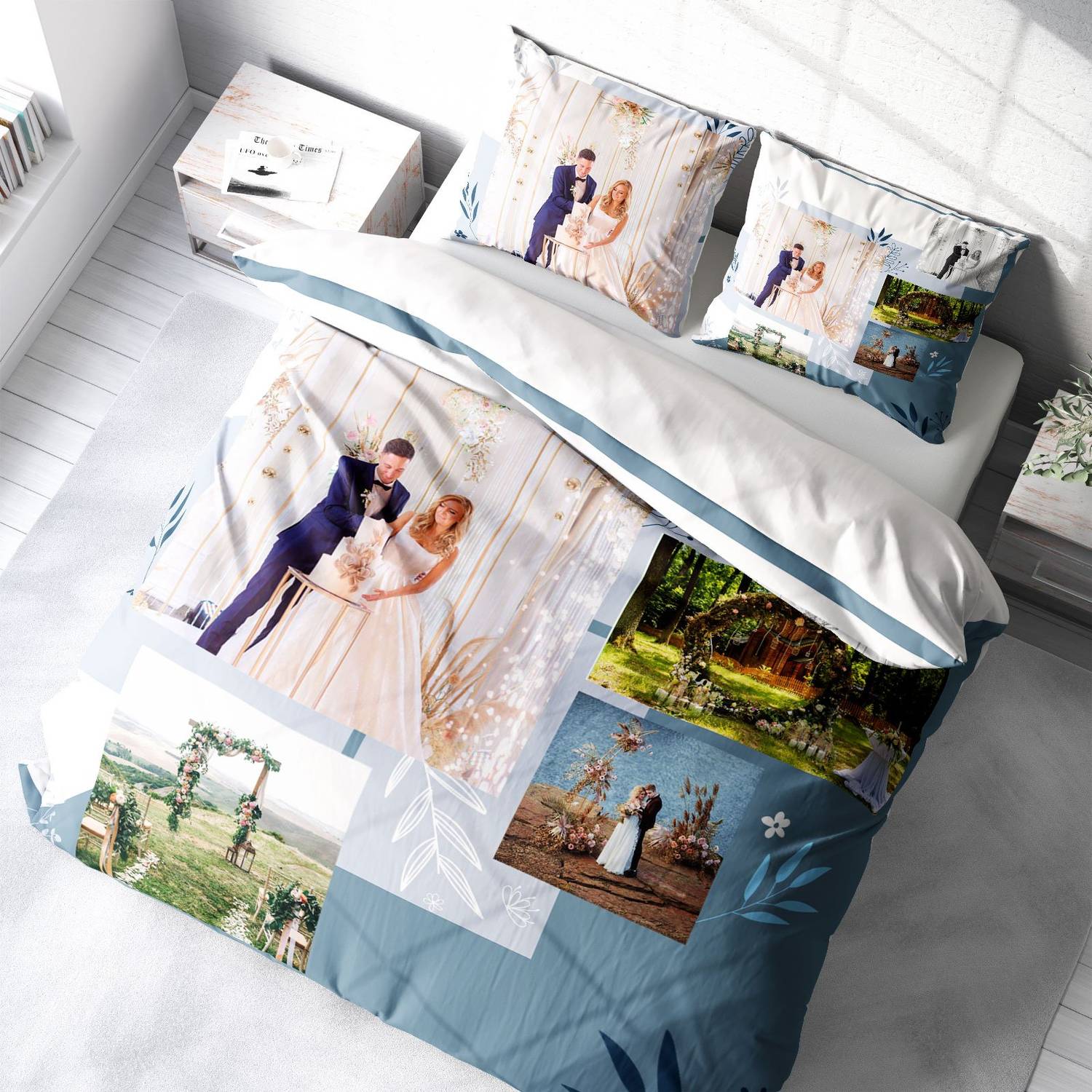 MonoHome Custom 3D Cotton Satin Double Duvet Cover Set Soft 3