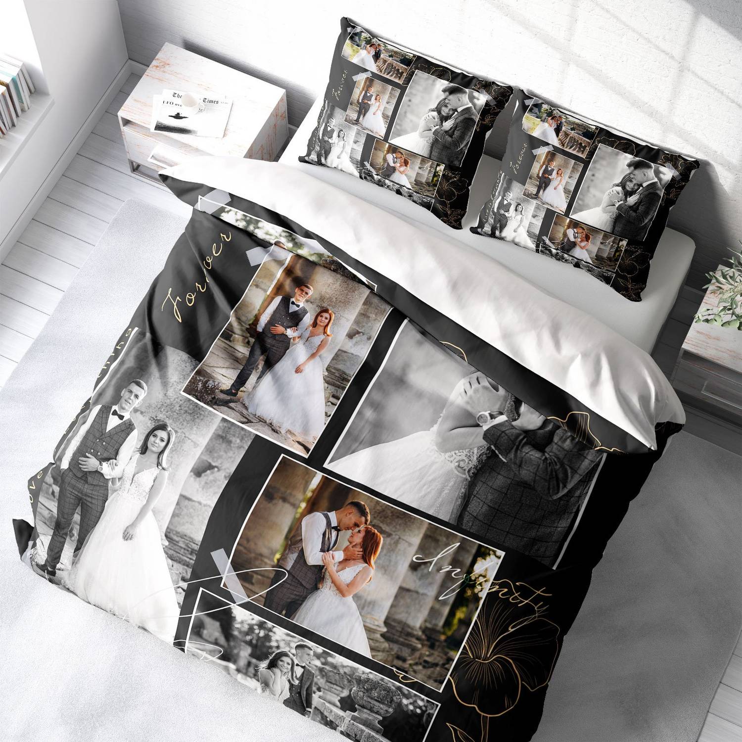 MonoHome Custom 3D Cotton Satin Double Duvet Cover Set Soft 1