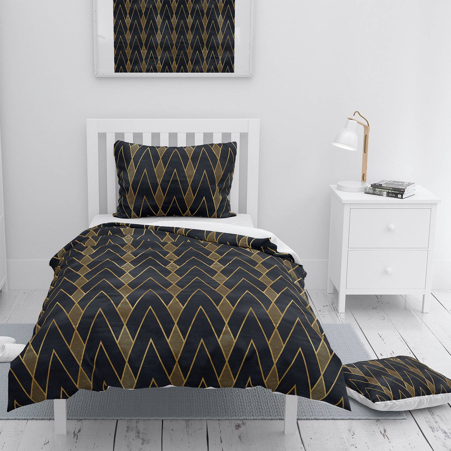 Односпальный комплект постельного белья MonoHome Shape 3D из хлопкового сатина, цифровая печать, мягкий и качественный материал, размер 200х220 см