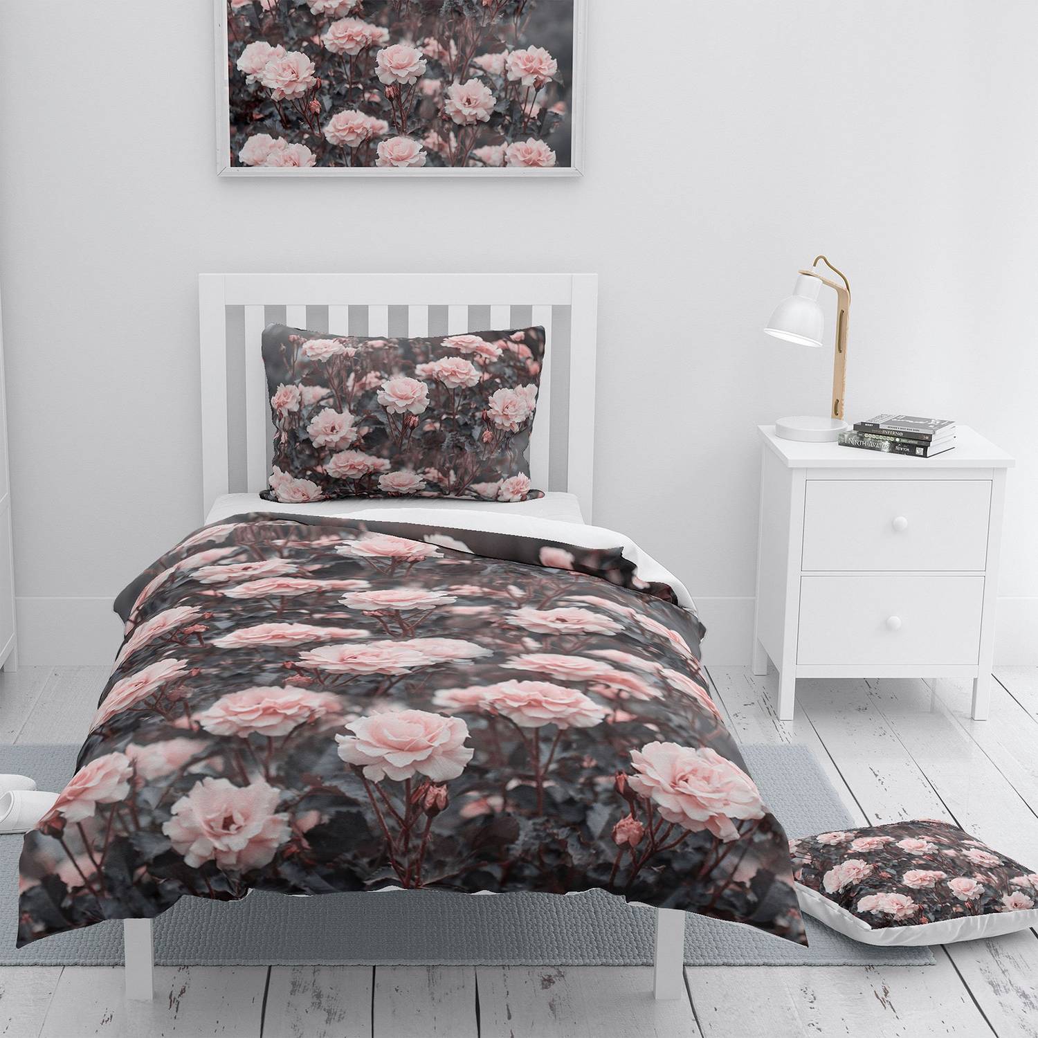 MonoHome Roses Garden 3D Cotton Satin Single Duvet Cover Set