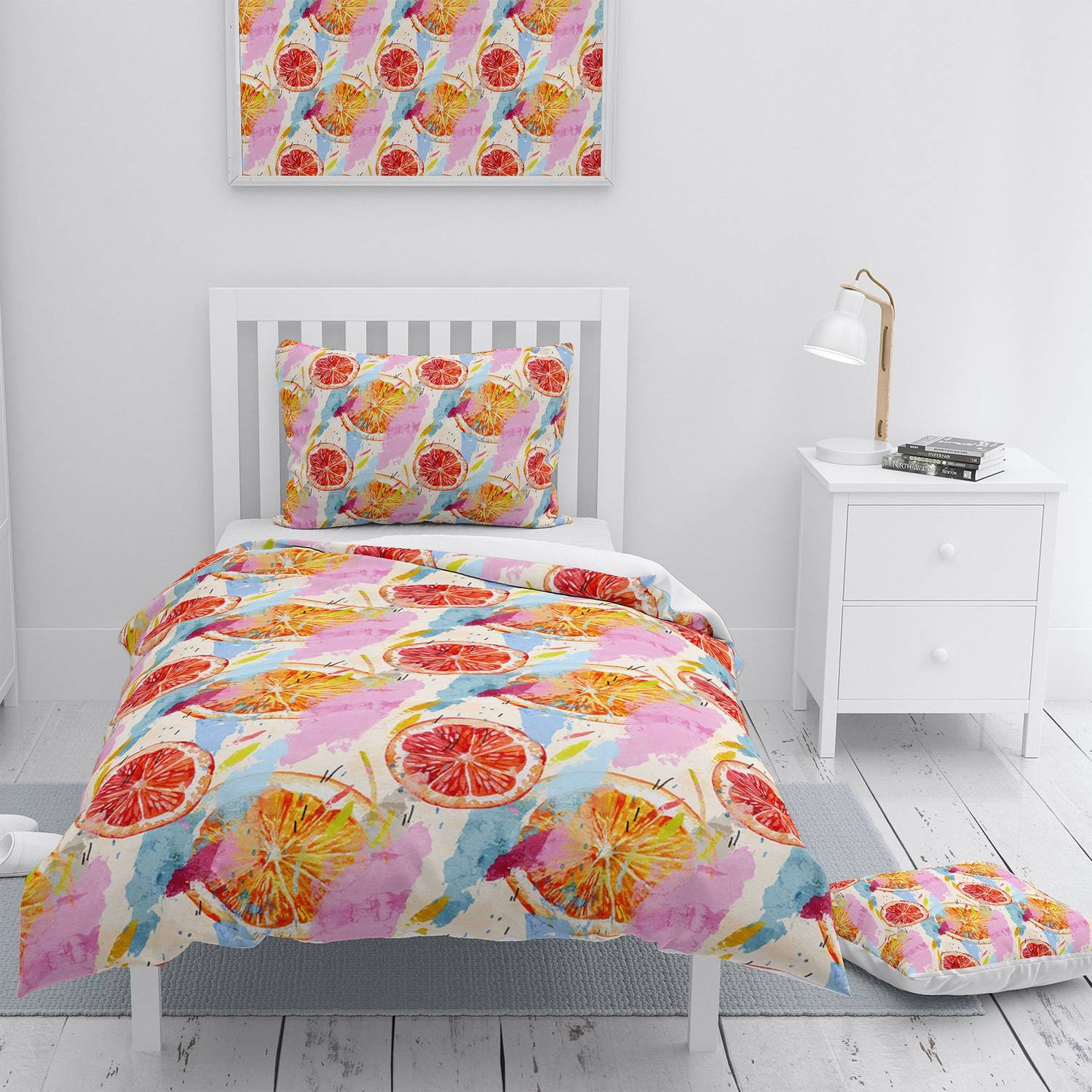 MonoHome Orange Fruit 3D Cotton Satin Single Duvet Cover Set