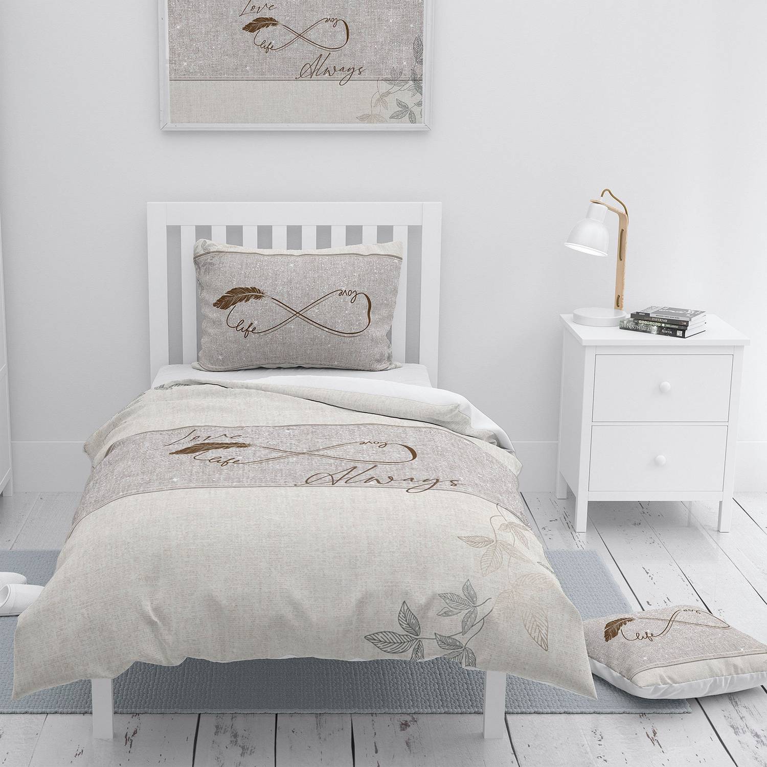 MonoHome Sonsuzluk 3D Pamuk Saten Tek Kişilik Nevresim Takımı