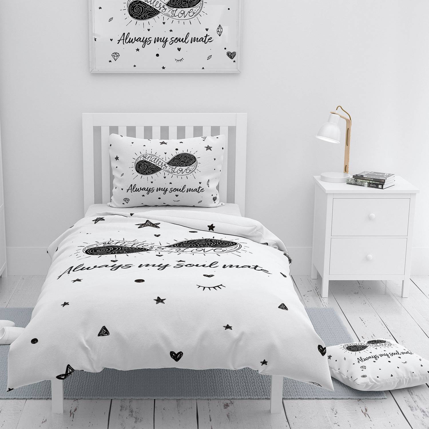 MonoHome Soul Mate 3D Cotton Satin Single Duvet Cover Set