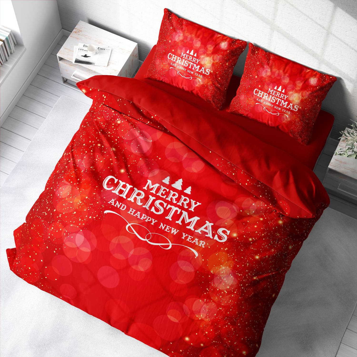 Monohome Christmas Ornament Merry Christmas Double 3D Duvet Cover Set Cotton