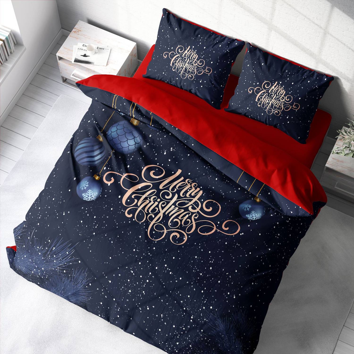 Monohome Christmas Ornament Merry Christmas Double 3D Duvet Cover Set قطن