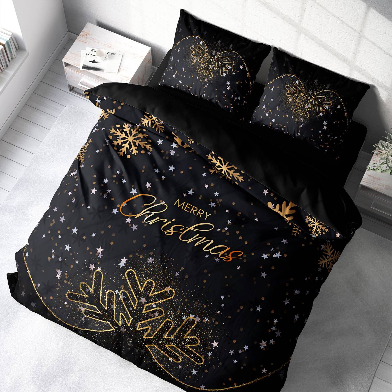 Комплект постельного белья Monohome «С Рождеством» 3D, двуспальный, 200x220 см, хлопок сатин, яркая цифровая печать, Oxford наволочка, идеальный комфорт для сна