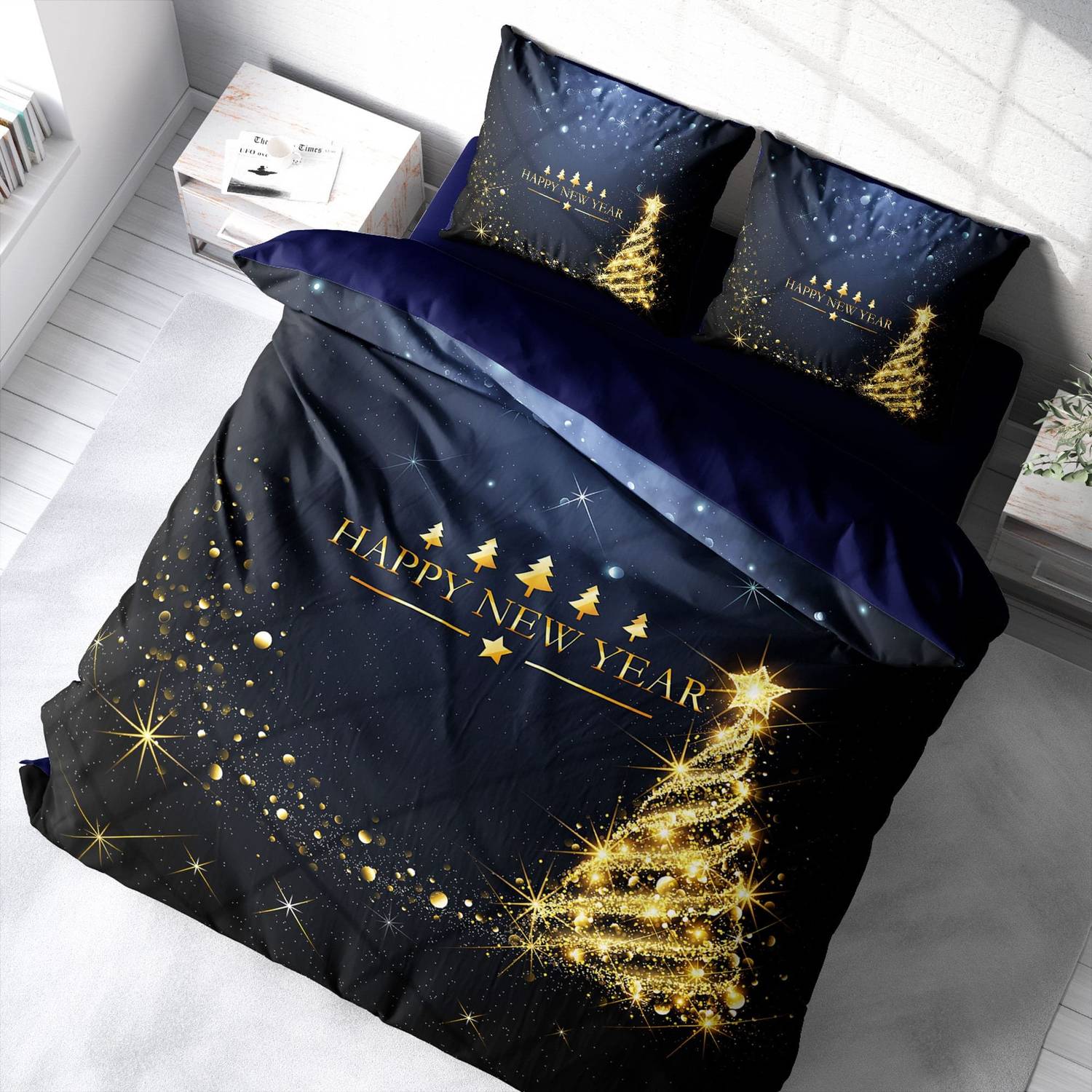 Monohome Christmas Ornament Merry Christmas Double 3D Duvet Cover Set قطن شجرة عيد الميلاد