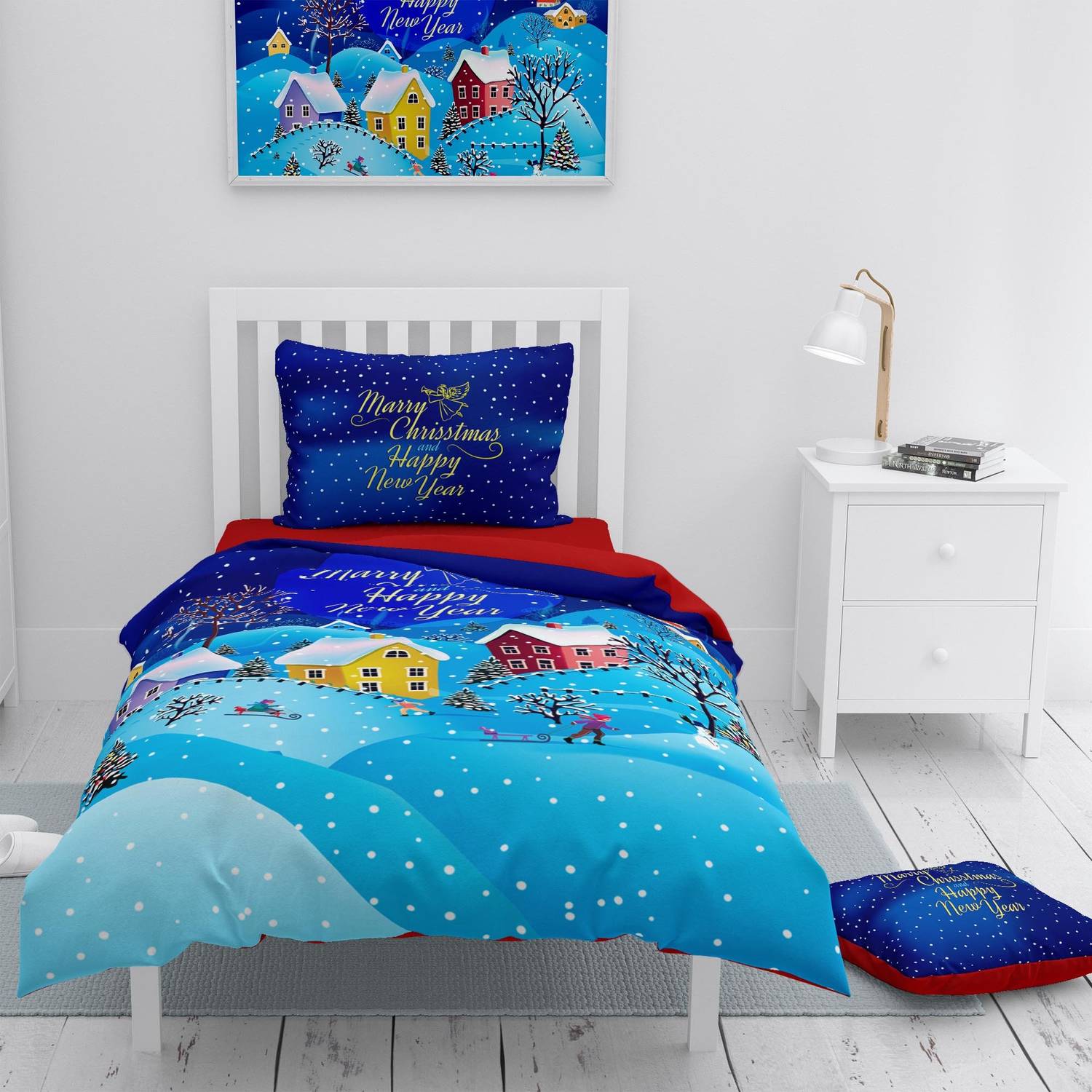 Набір постільної білизни Monohome Merry Christmas, односпальний, 3D, бавовняний сатин, розмір 160x220 см, живі кольори, комфортний та приємний до тіла