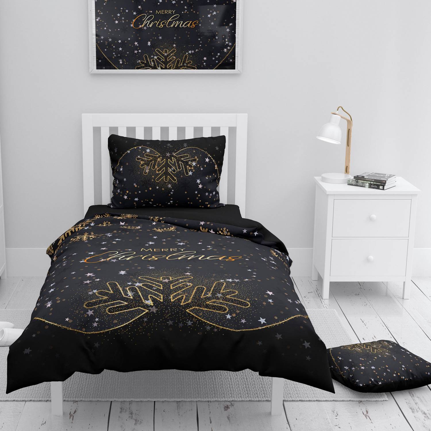 Monohome Christmas Merry Christmas Single 3d Duvet Cover Set Cotton Satin