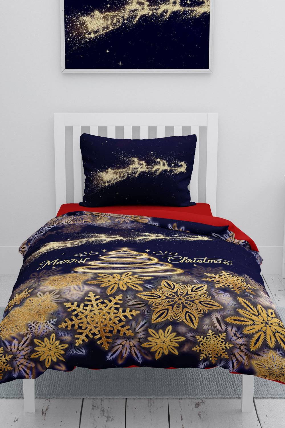 Monohome Christmas Merry Christmas Single 3d Duvet Cover Set Cotton Satin